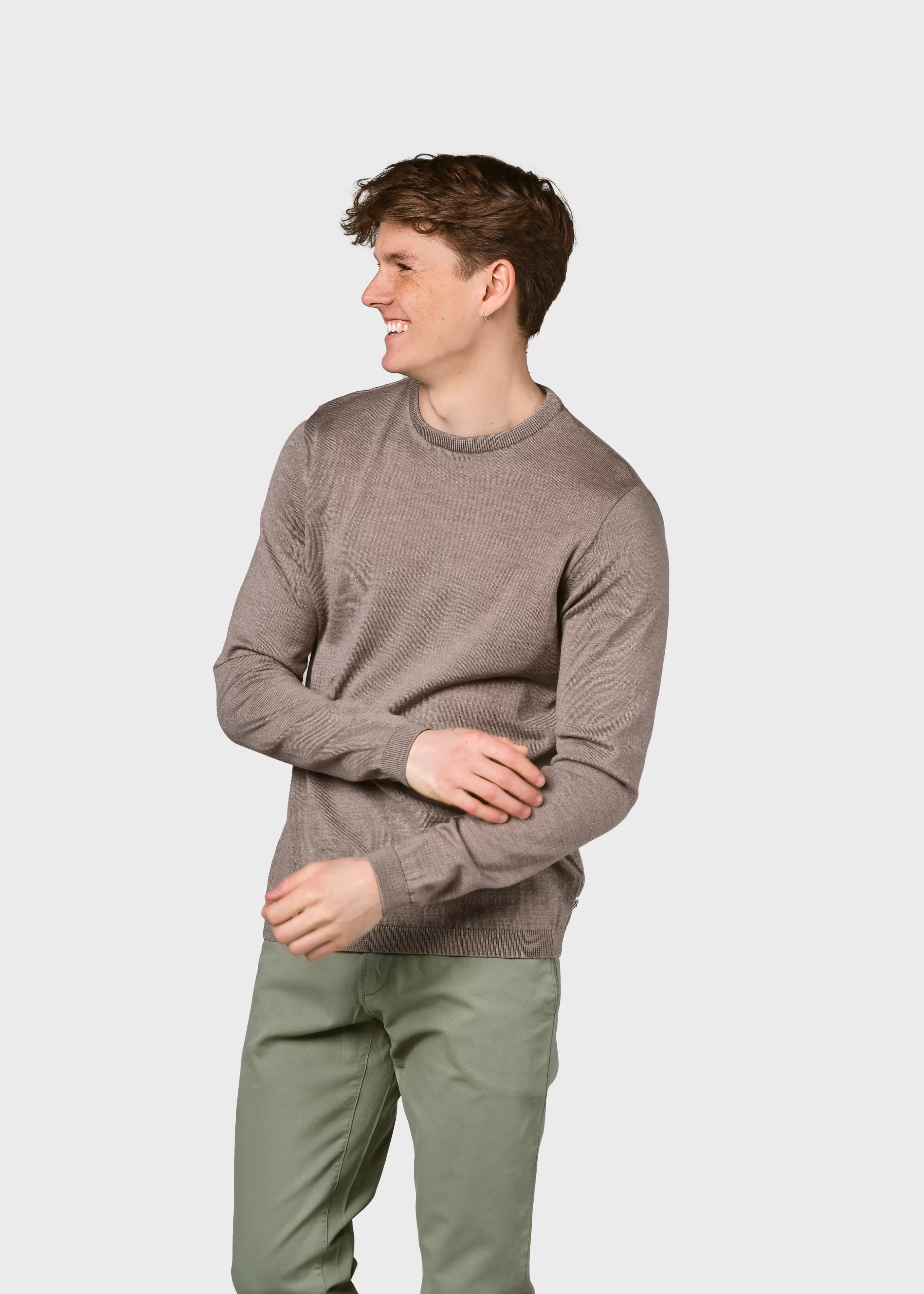 Klitmoller Collective Mens basic merino knit - Sand- Strick