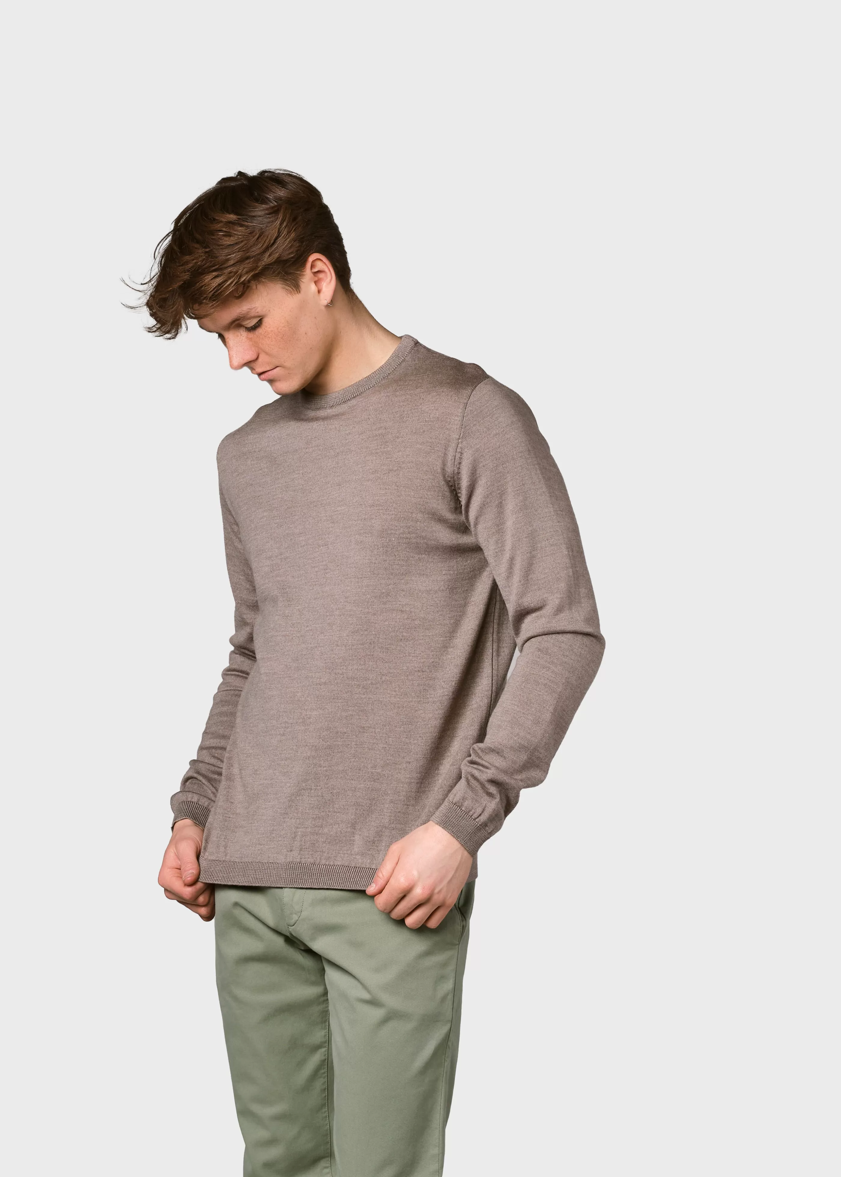 Klitmoller Collective Mens basic merino knit - Sand- Strick