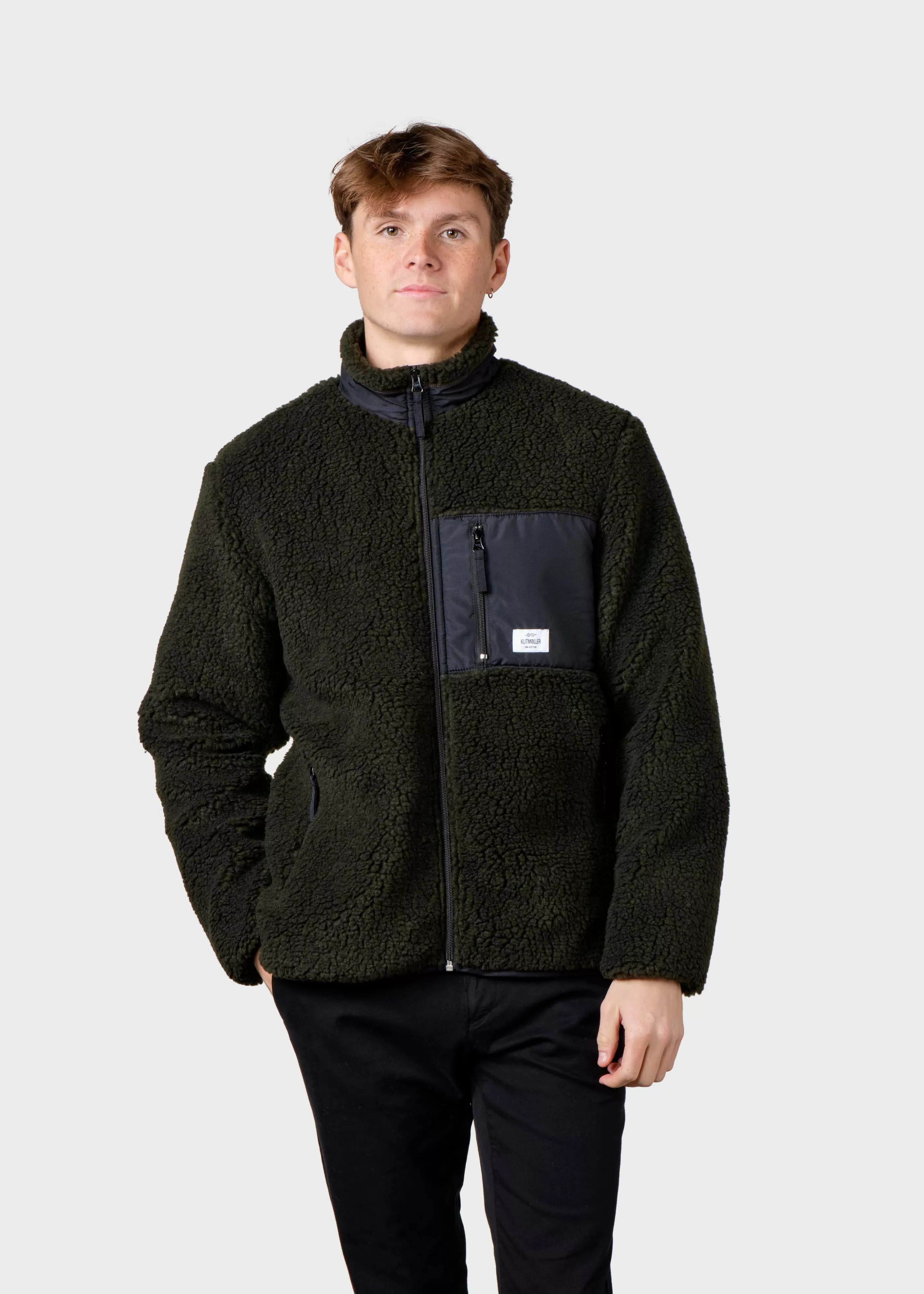 Klitmoller Collective Mens fleece jacket - Olive- Fleece