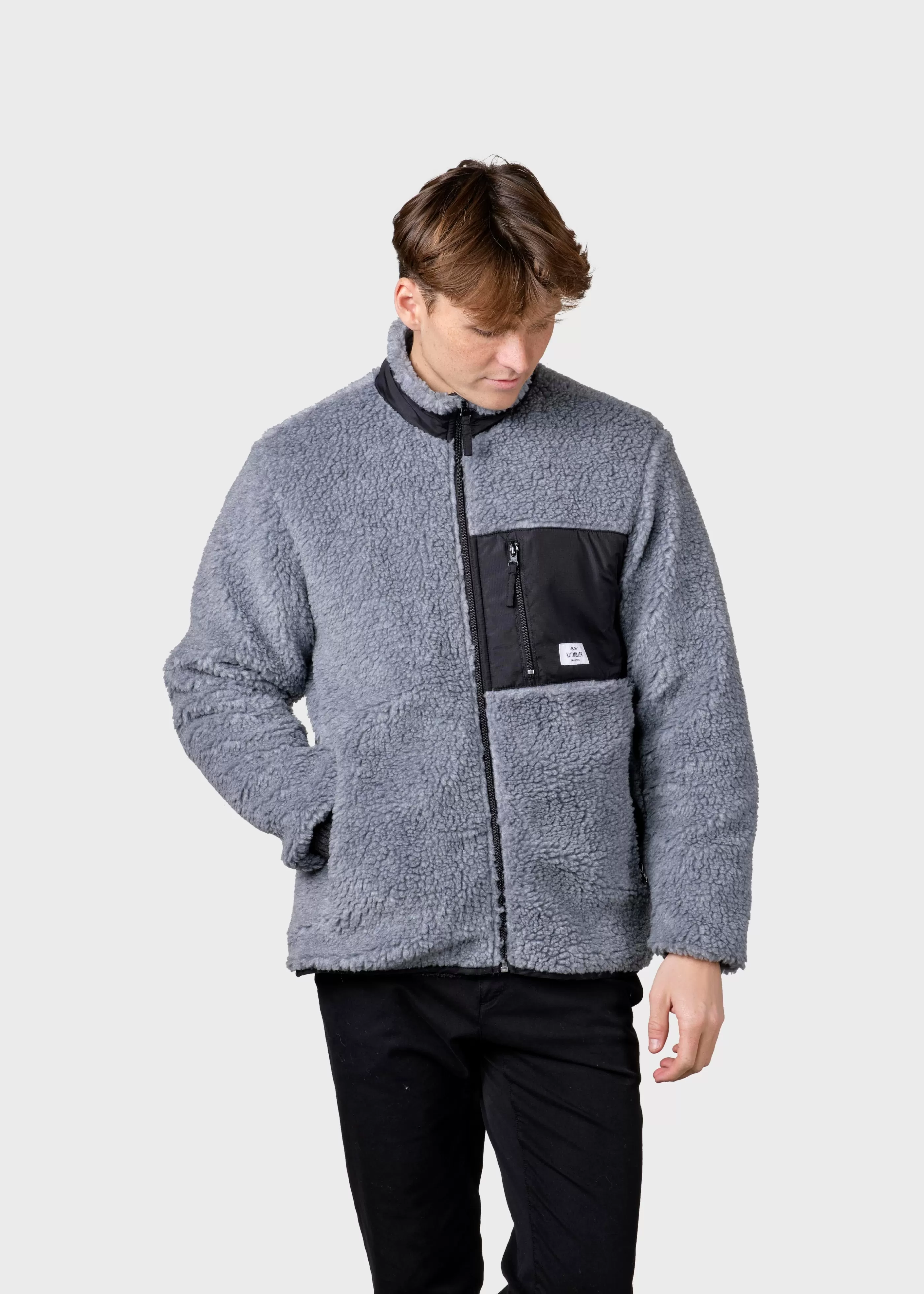 Klitmoller Collective Mens fleece jacket - Pastel grey- Fleece