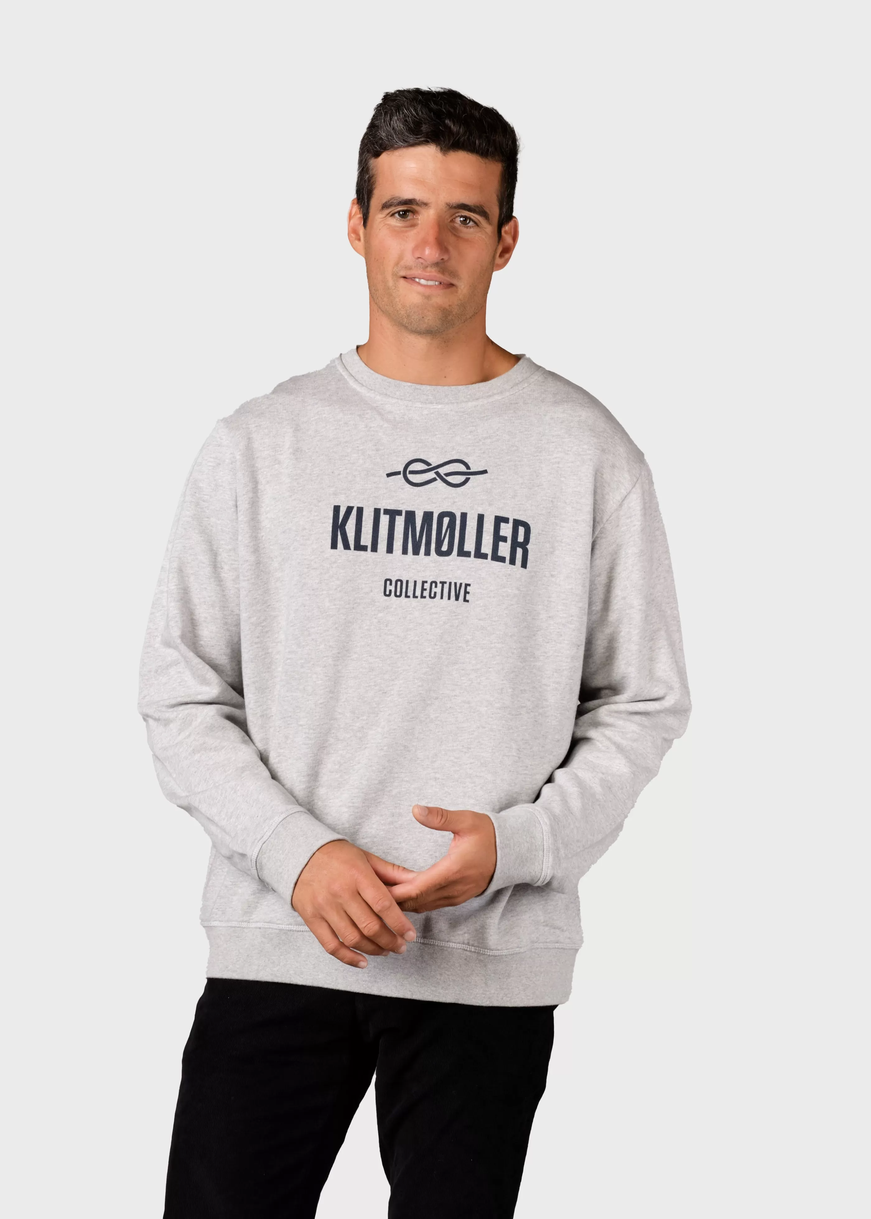 Klitmoller Collective Mens logo crew - Grey melange- Sweatshirts