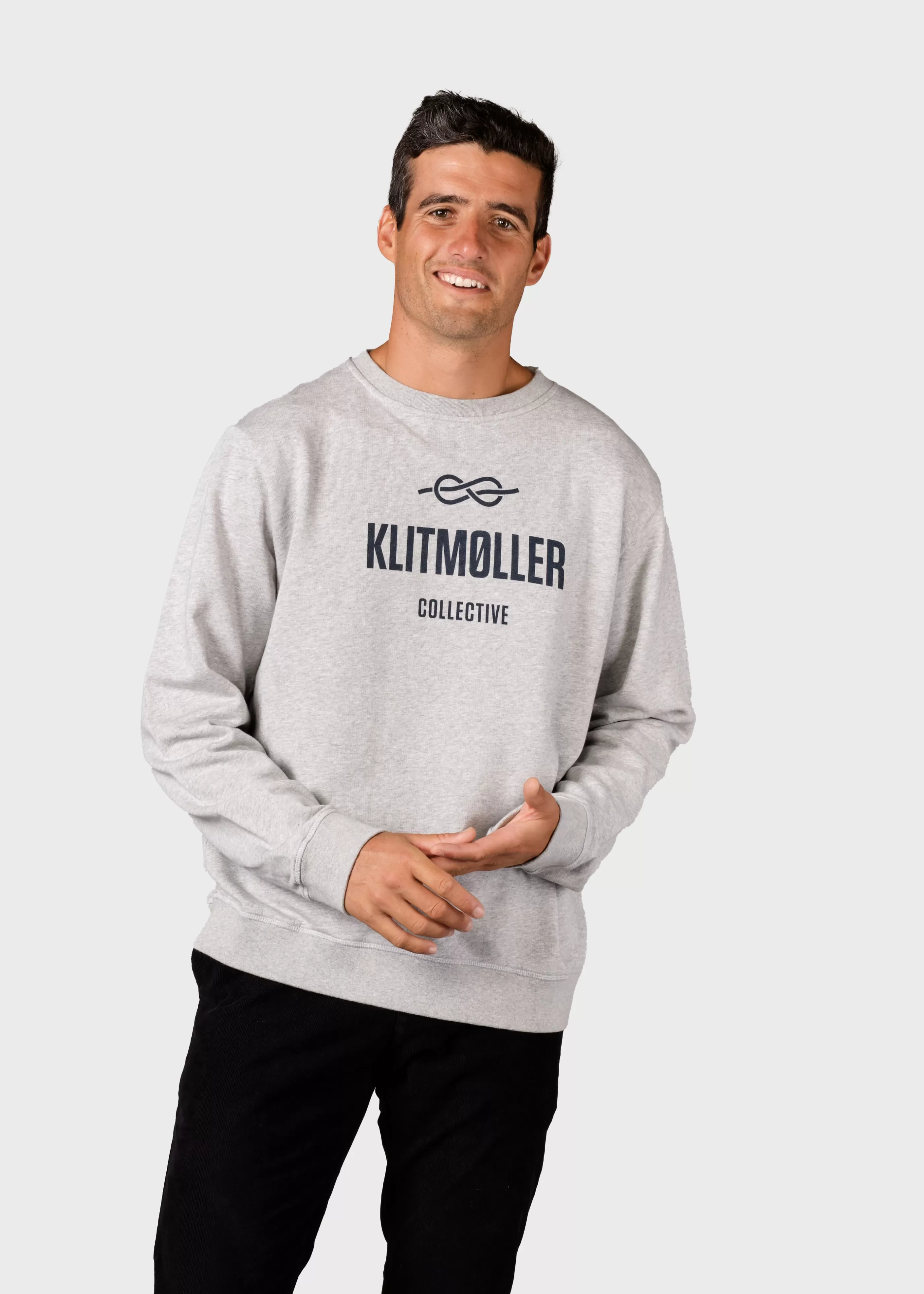 Klitmoller Collective Mens logo crew - Grey melange- Sweatshirts