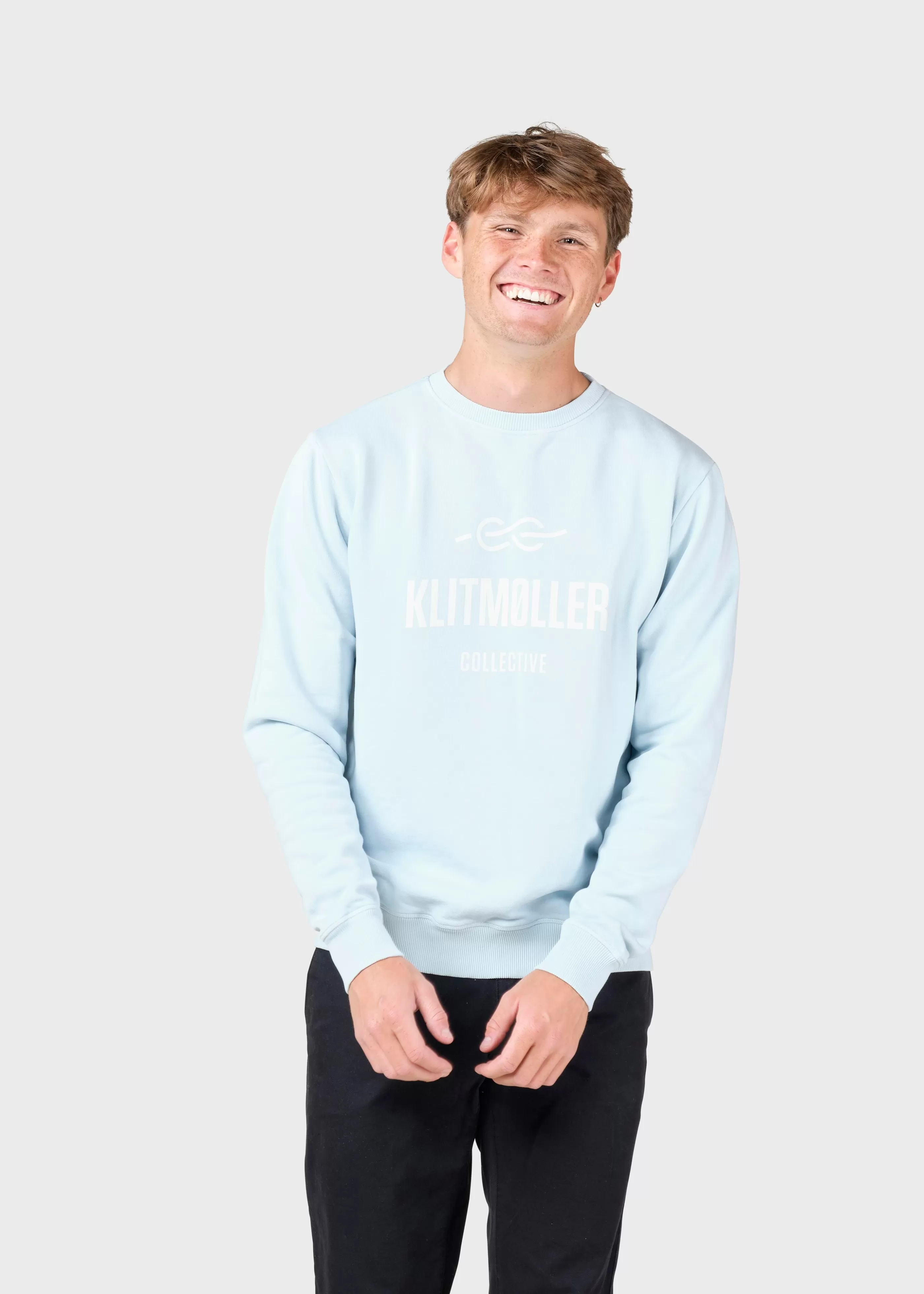 Klitmoller Collective Mens logo crew - Light blue- Sweatshirts