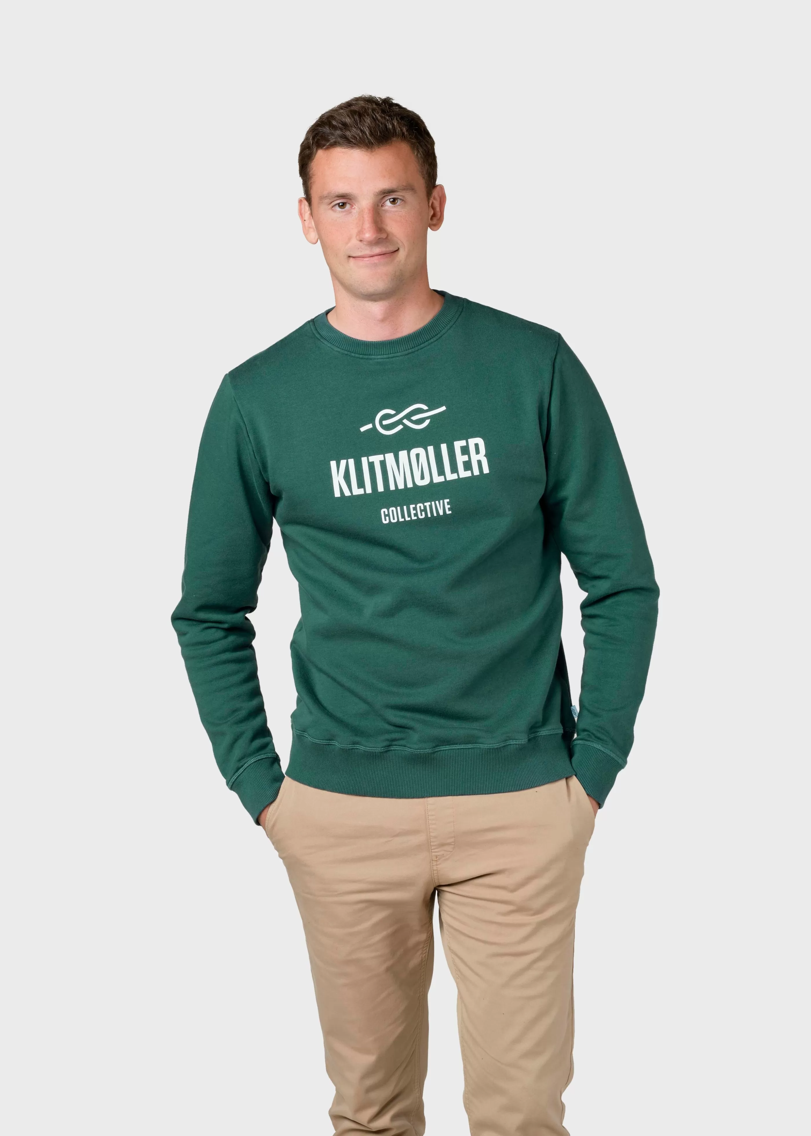 Klitmoller Collective Mens logo crew - Moss Green- Sweatshirts