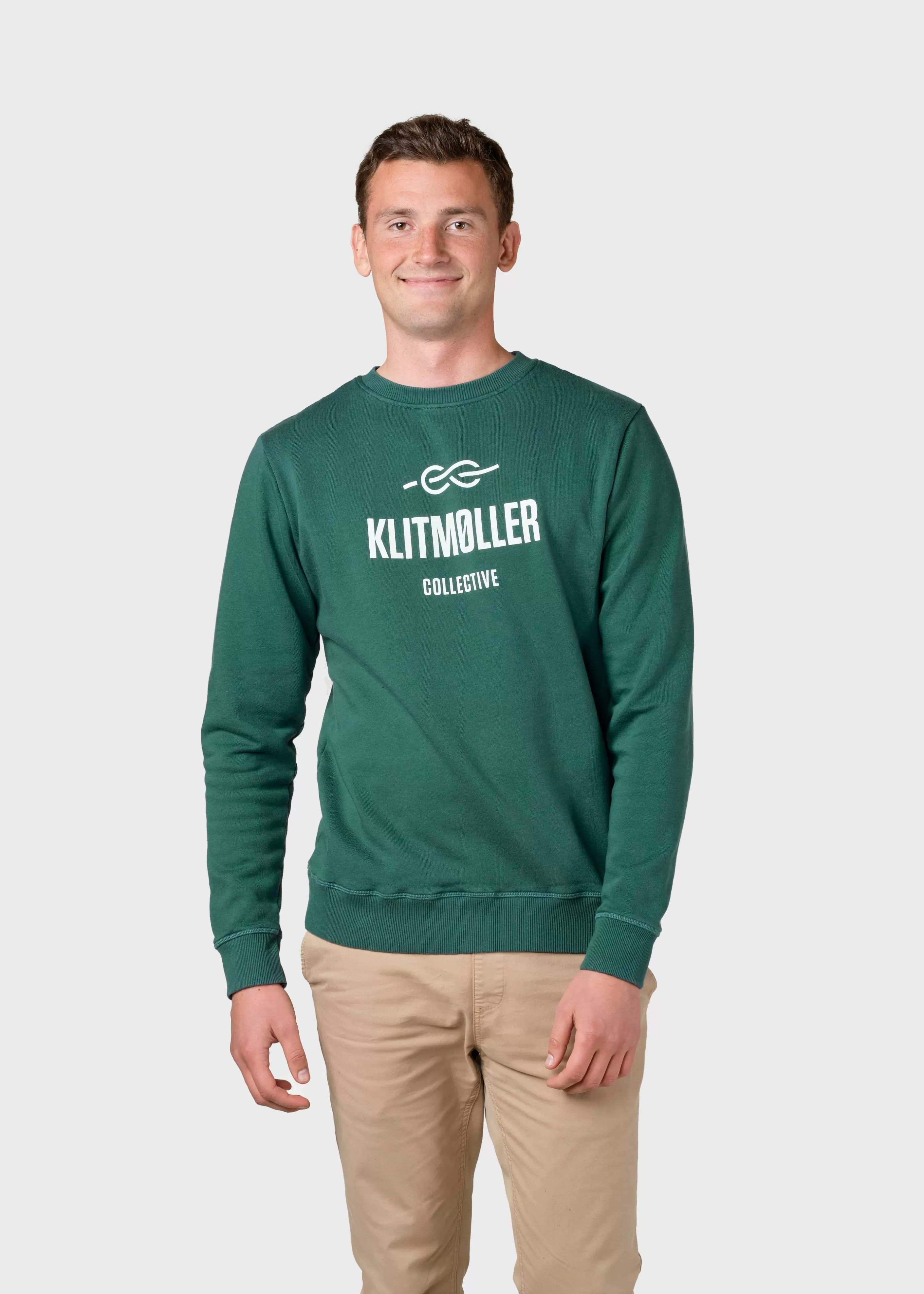 Klitmoller Collective Mens logo crew - Moss Green- Sweatshirts