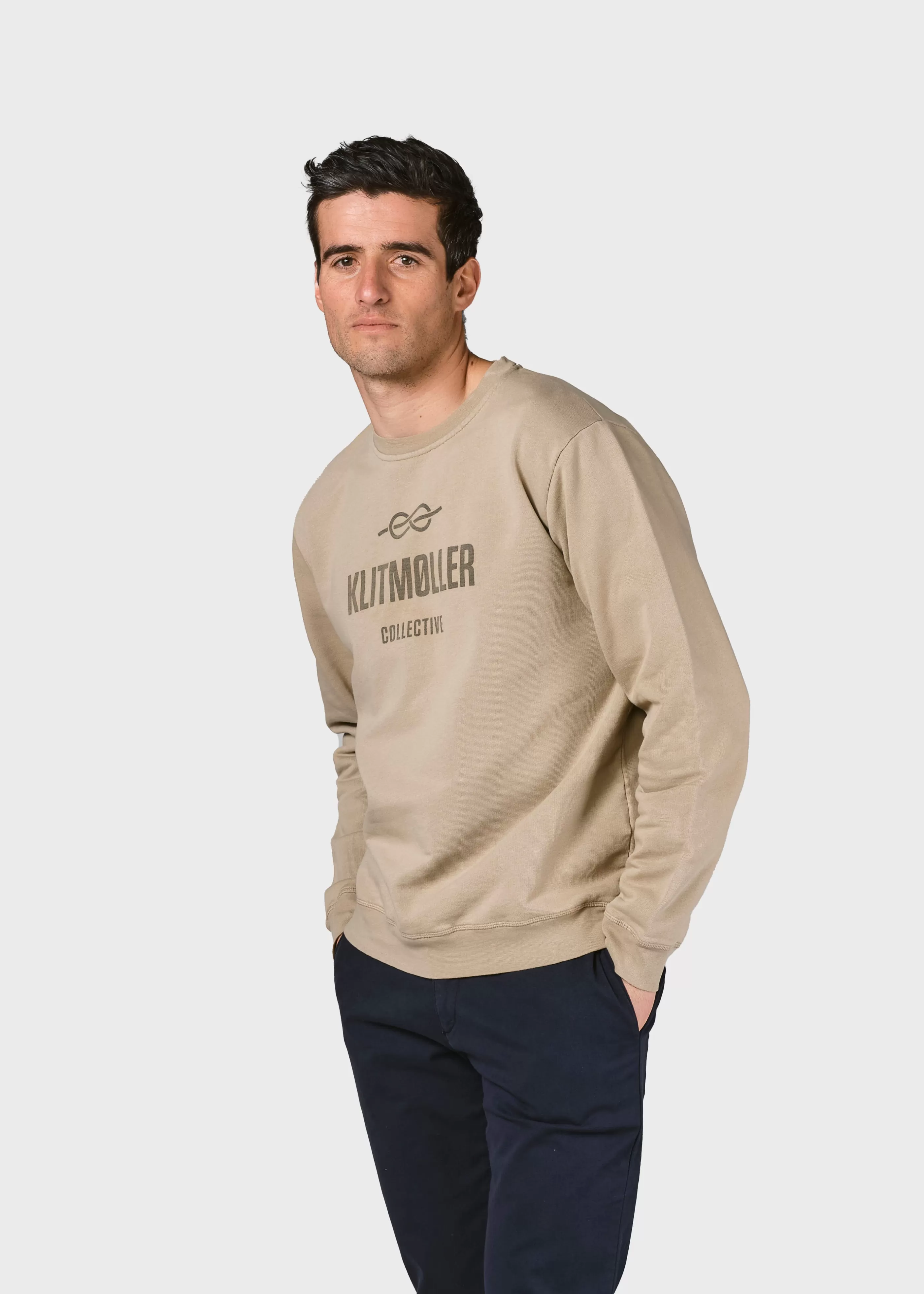 Klitmoller Collective Mens logo crew - Sand- Sweatshirts