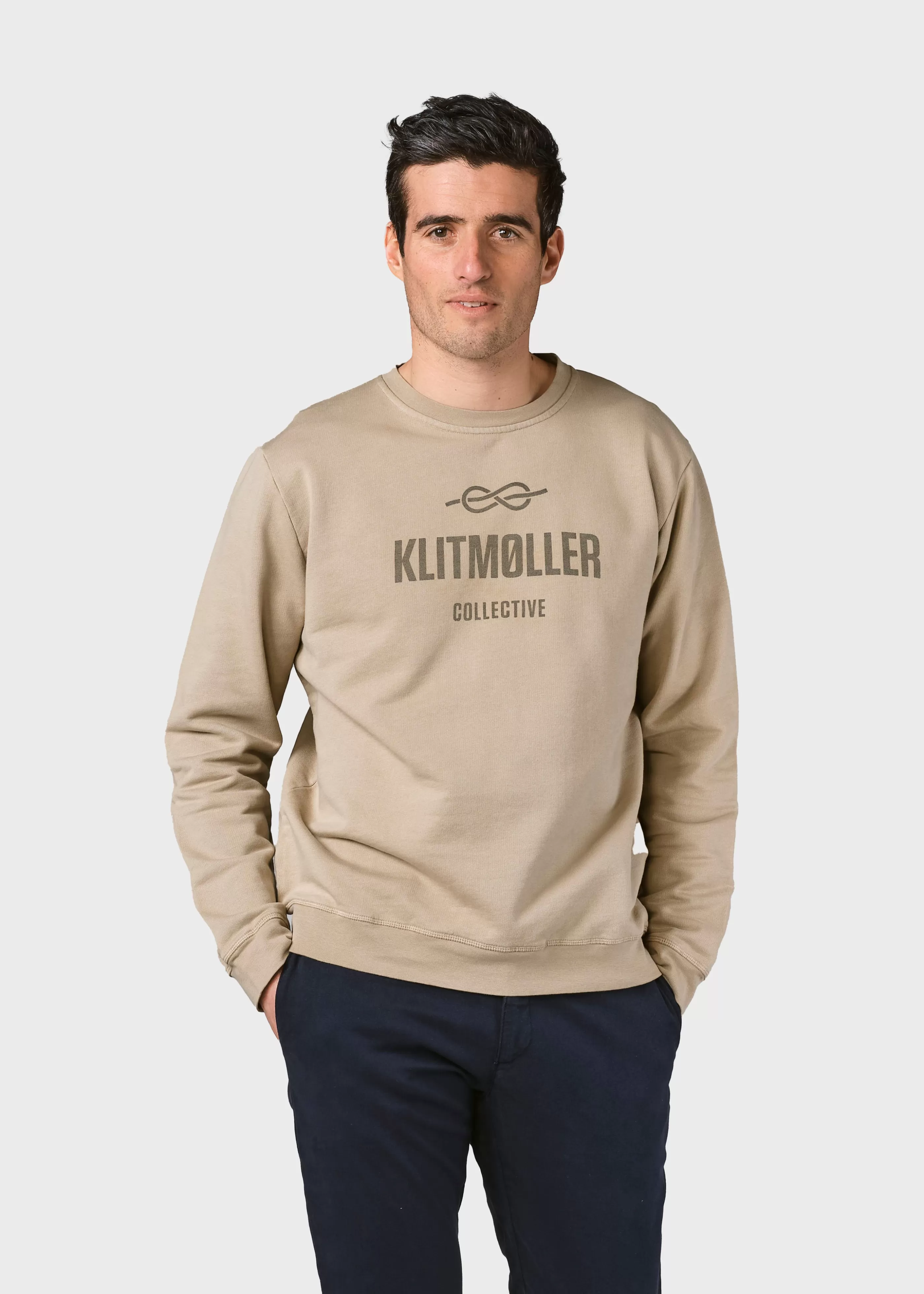 Klitmoller Collective Mens logo crew - Sand- Sweatshirts