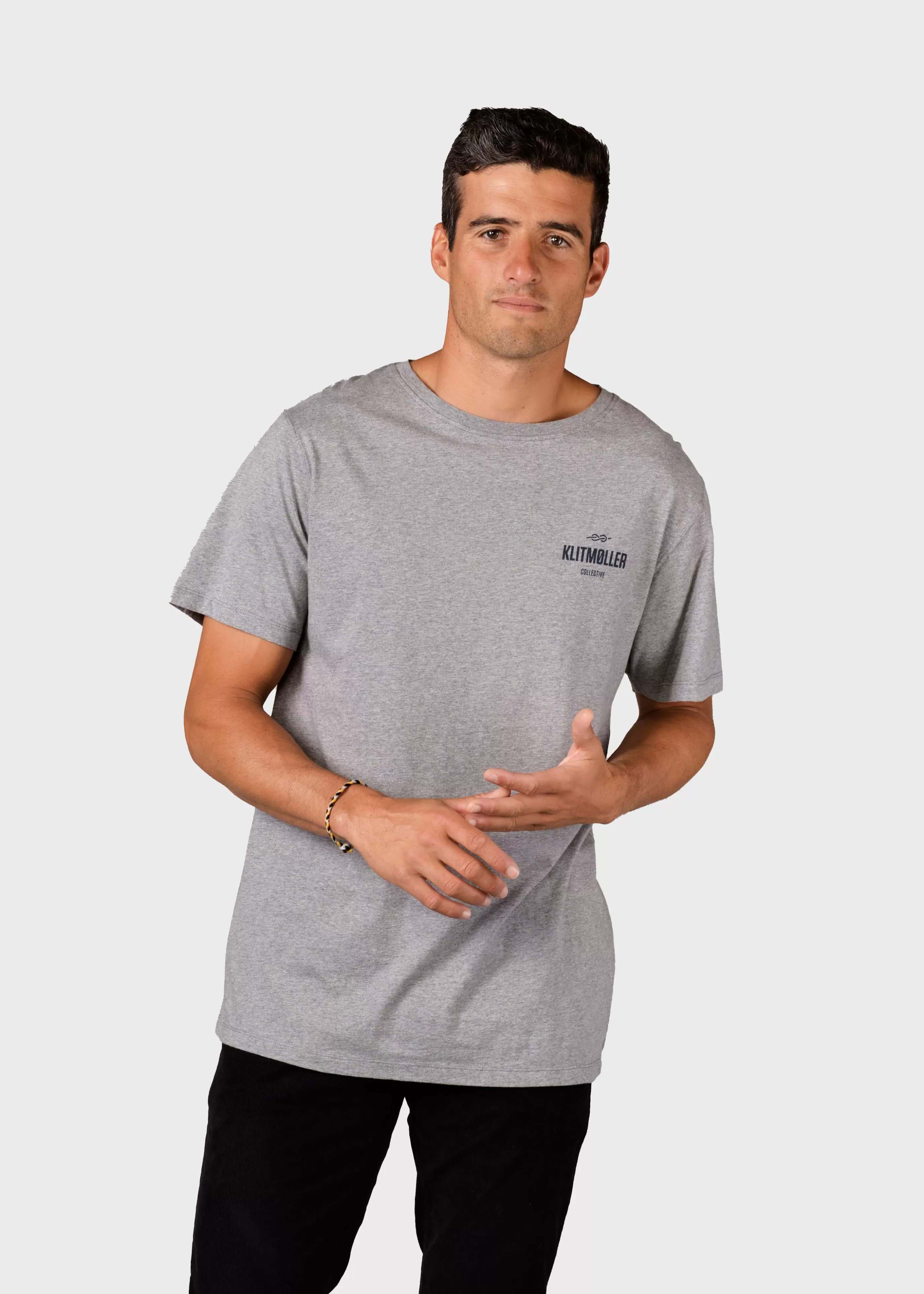 Klitmoller Collective Mens small logo tee - Grey melange- T-shirts