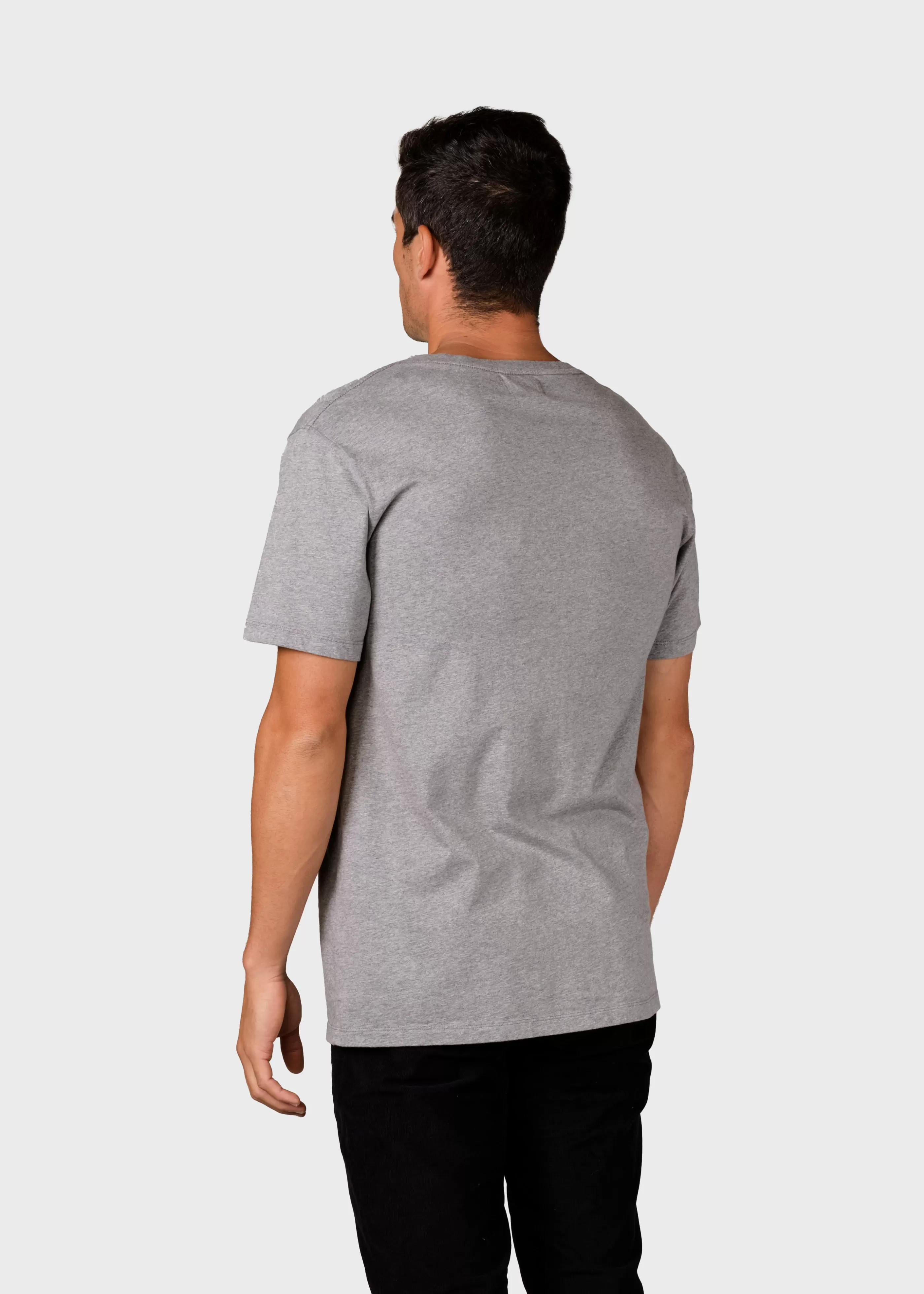 Klitmoller Collective Mens small logo tee - Grey melange- T-shirts