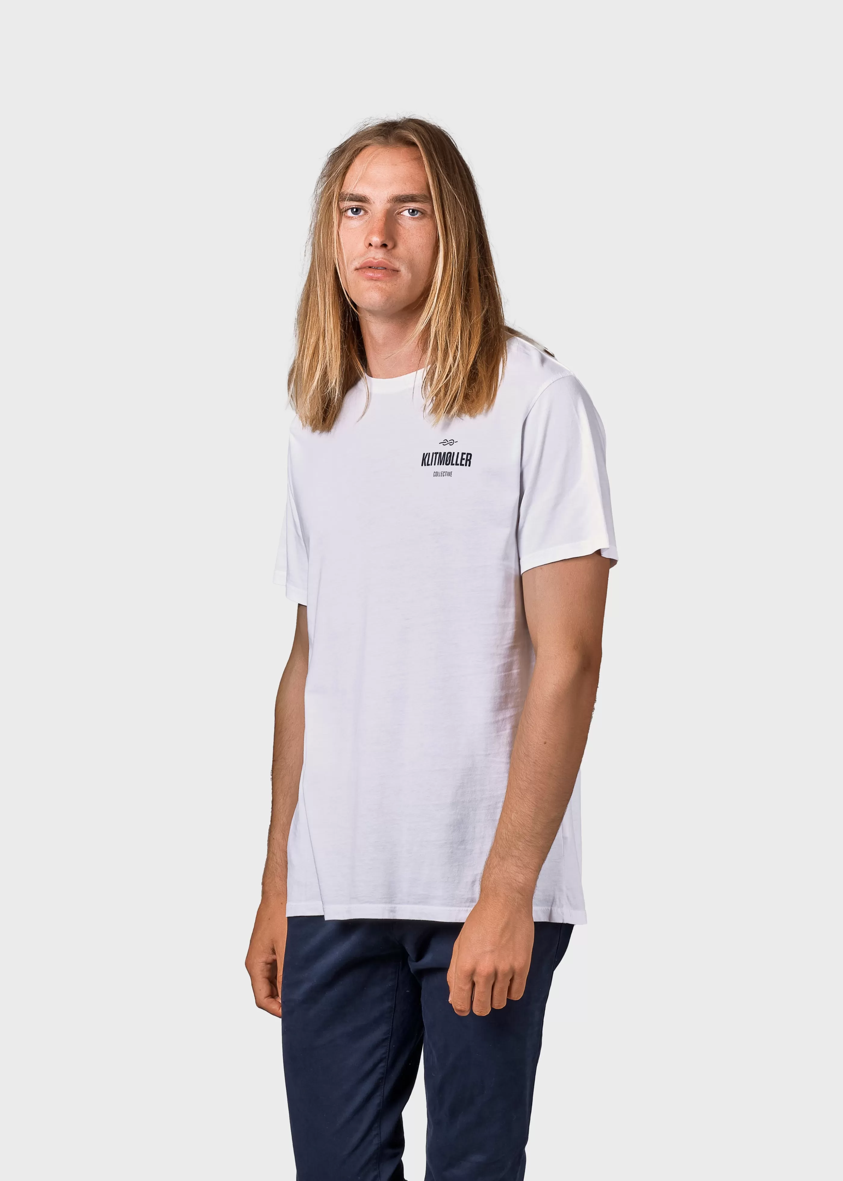 Klitmoller Collective Mens small logo tee - White- T-shirts