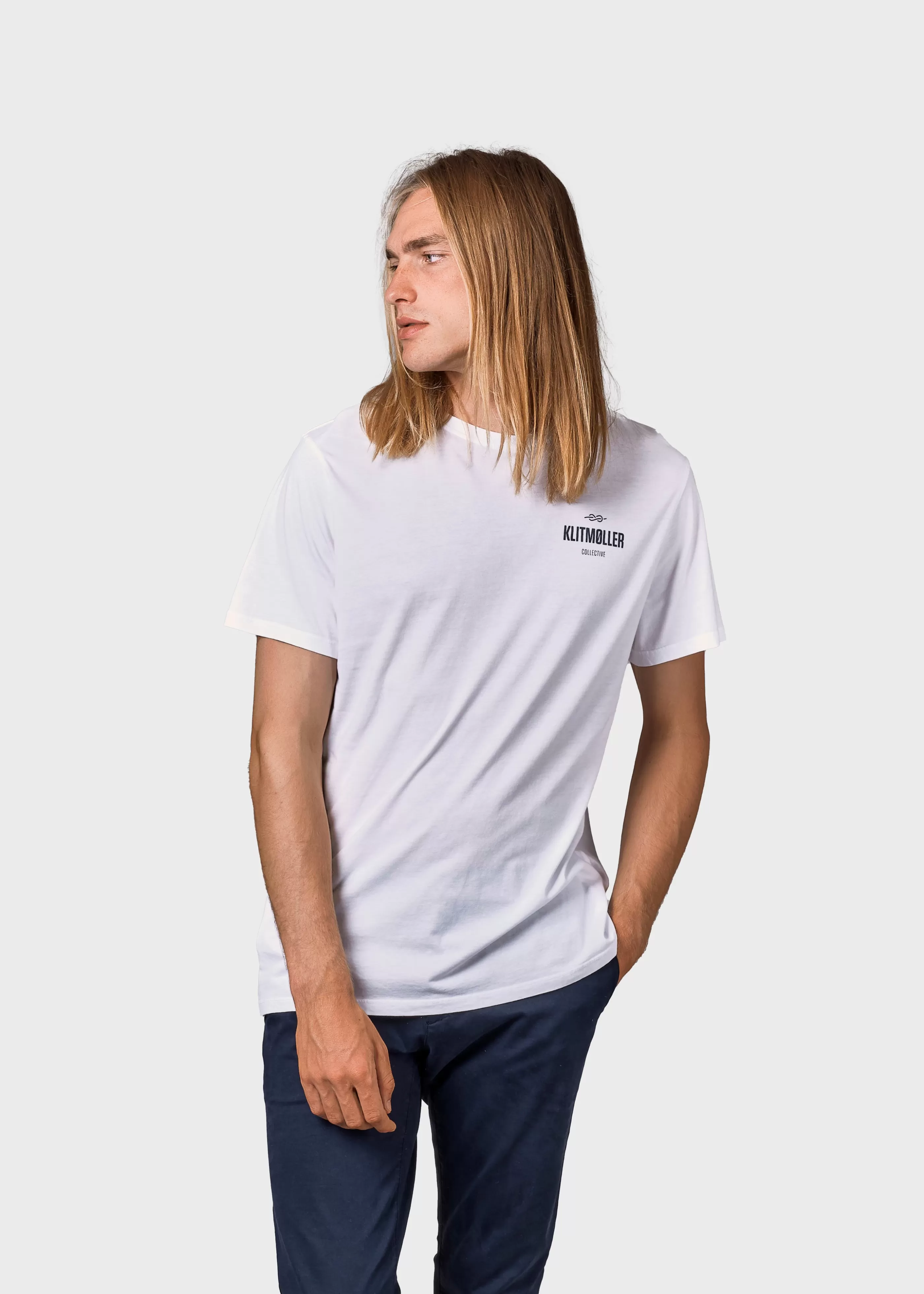 Klitmoller Collective Mens small logo tee - White- T-shirts