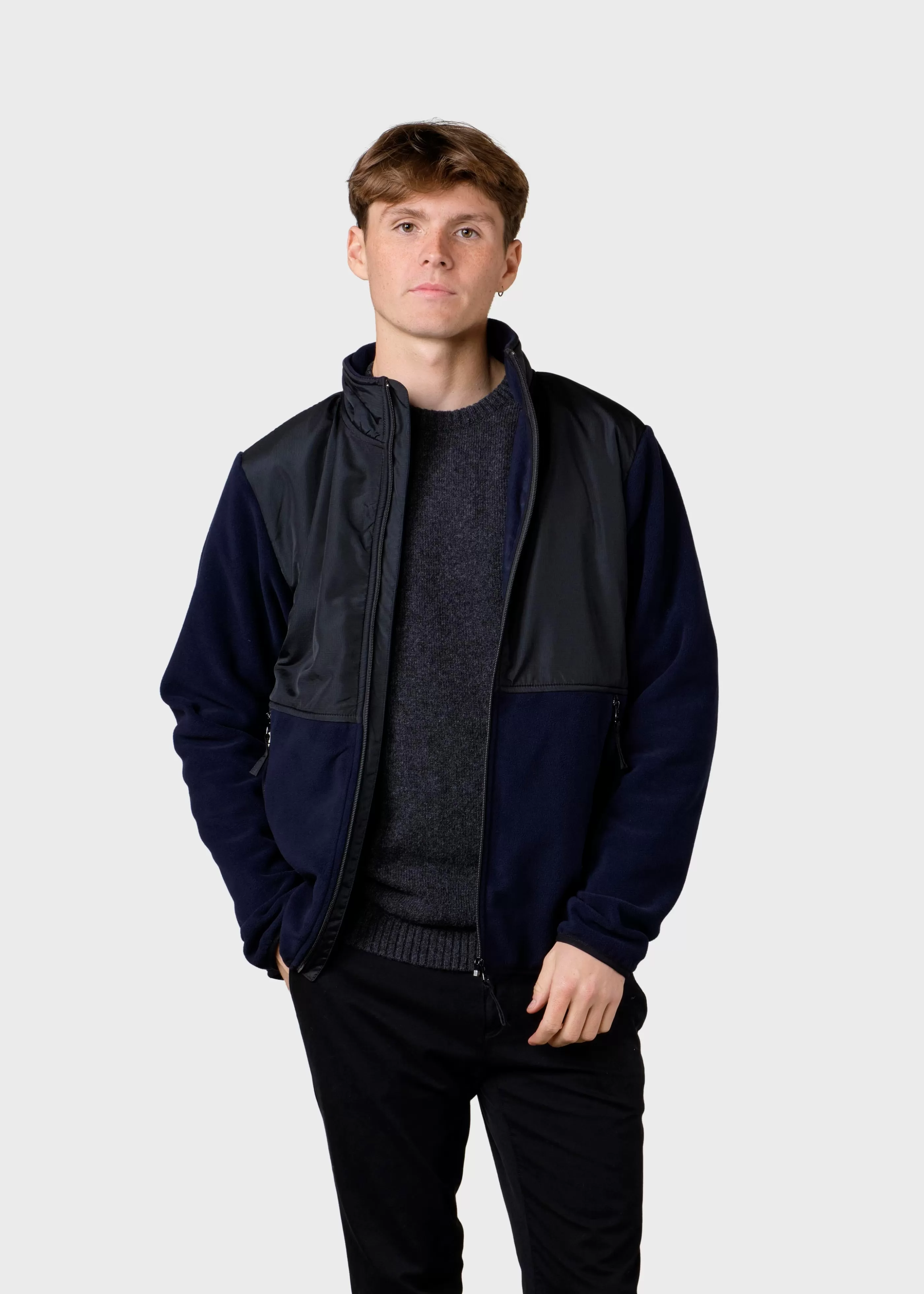 Klitmoller Collective Midi fleece jacket - Black/navy- Fleece