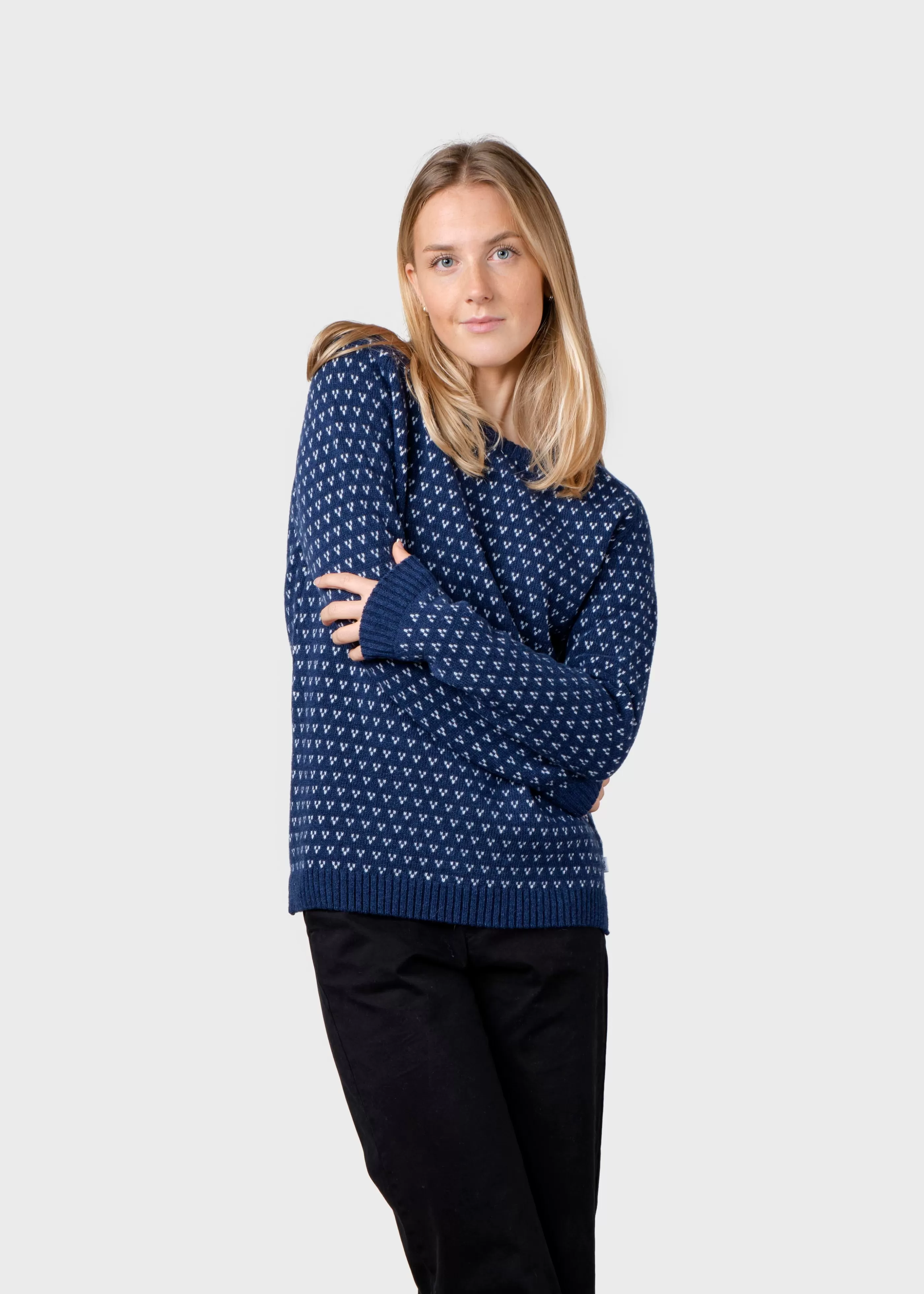 Klitmoller Collective Mika knit - Deep blue/cream- Strick