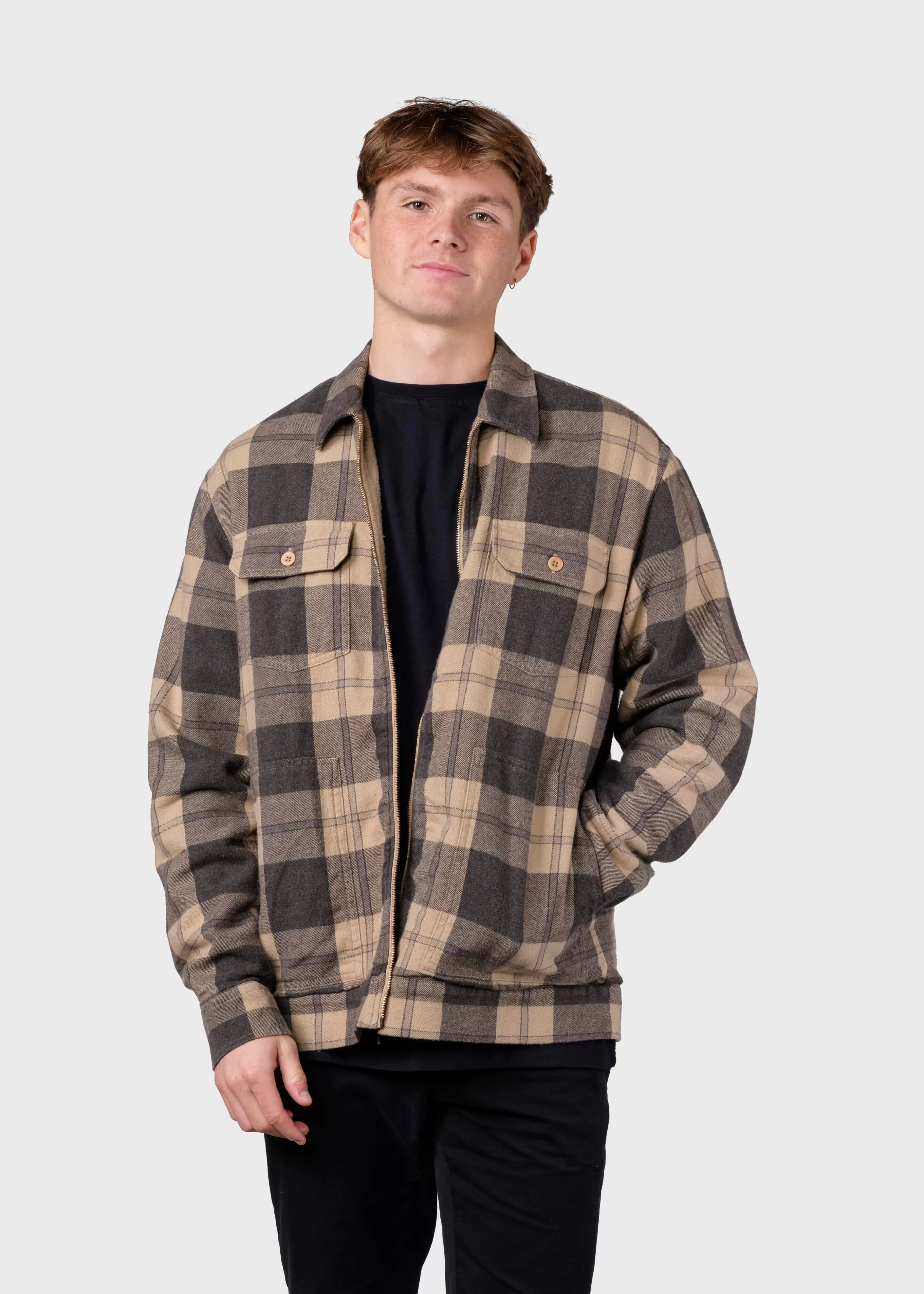 Klitmoller Collective Niklas check overshirt - Sand/black- Jacken