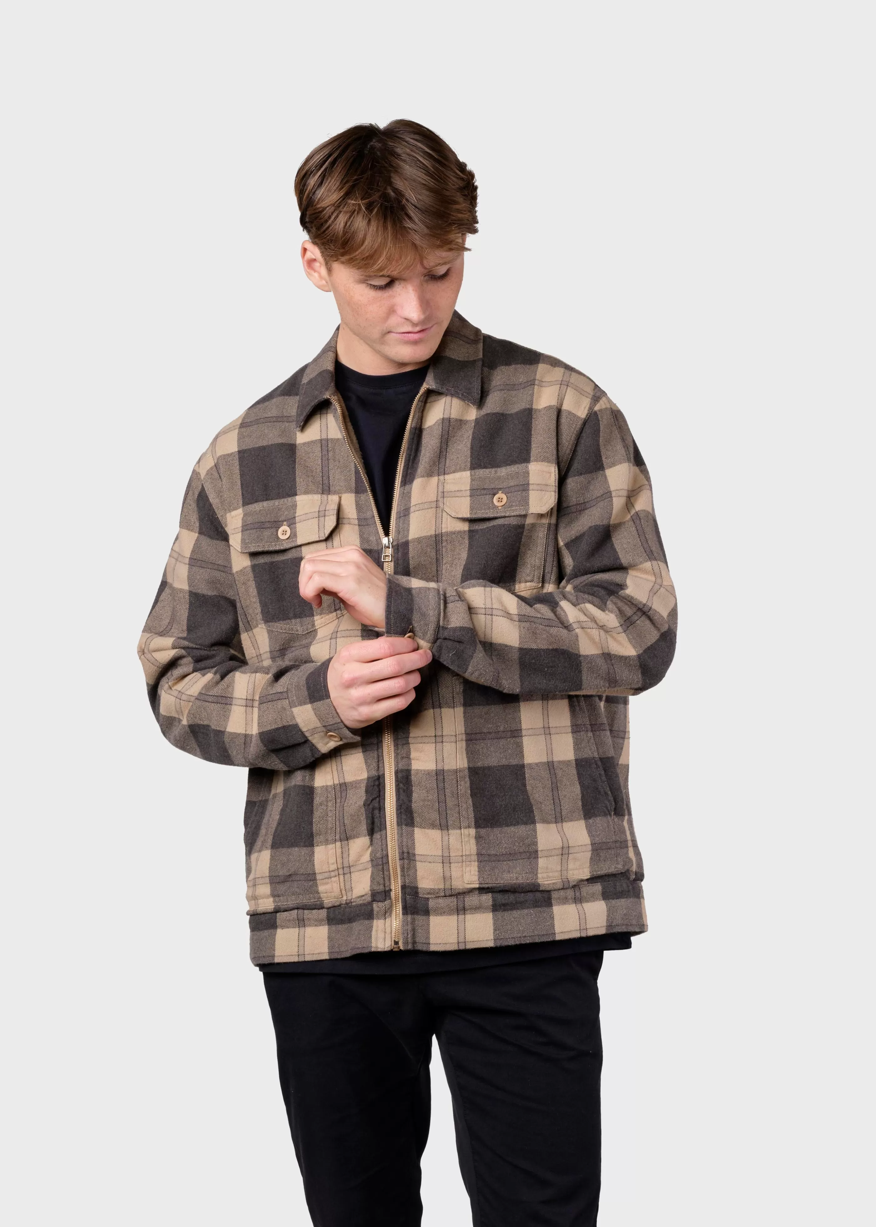 Klitmoller Collective Niklas check overshirt - Sand/black- Jacken