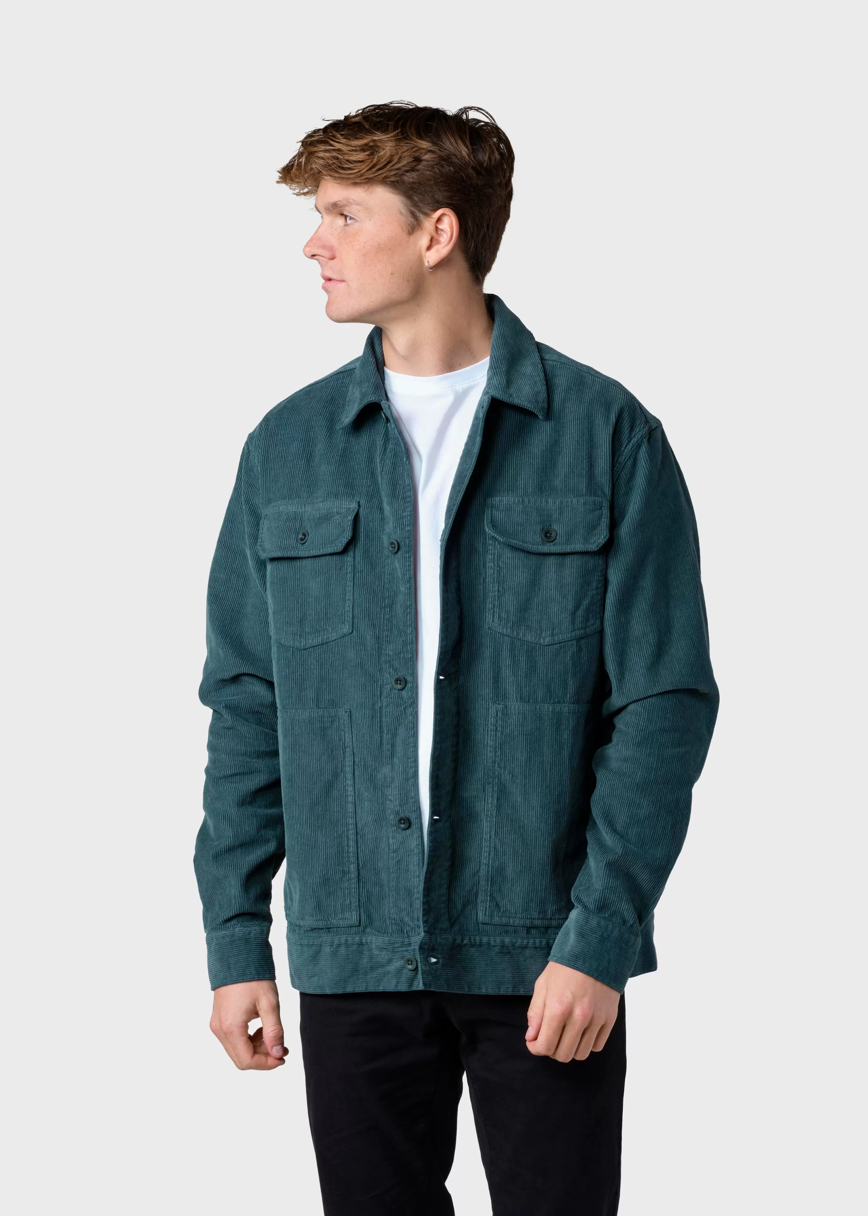 Klitmoller Collective niklas-corduroy-overshirt - Moss Green- Jacken