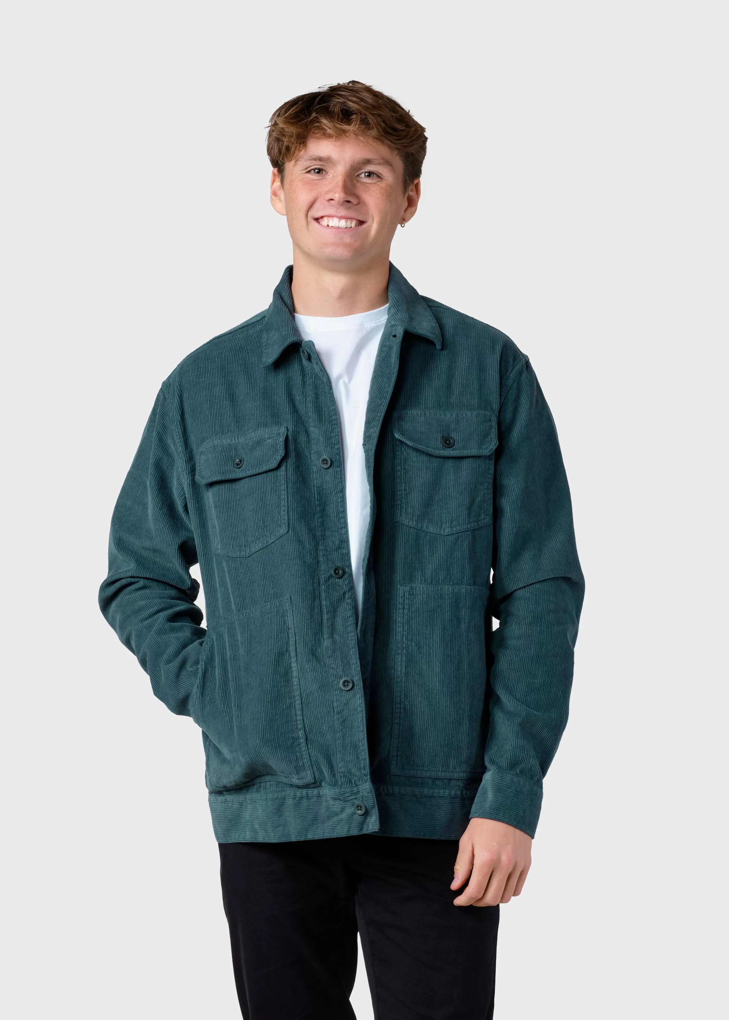 Klitmoller Collective niklas-corduroy-overshirt - Moss Green- Jacken