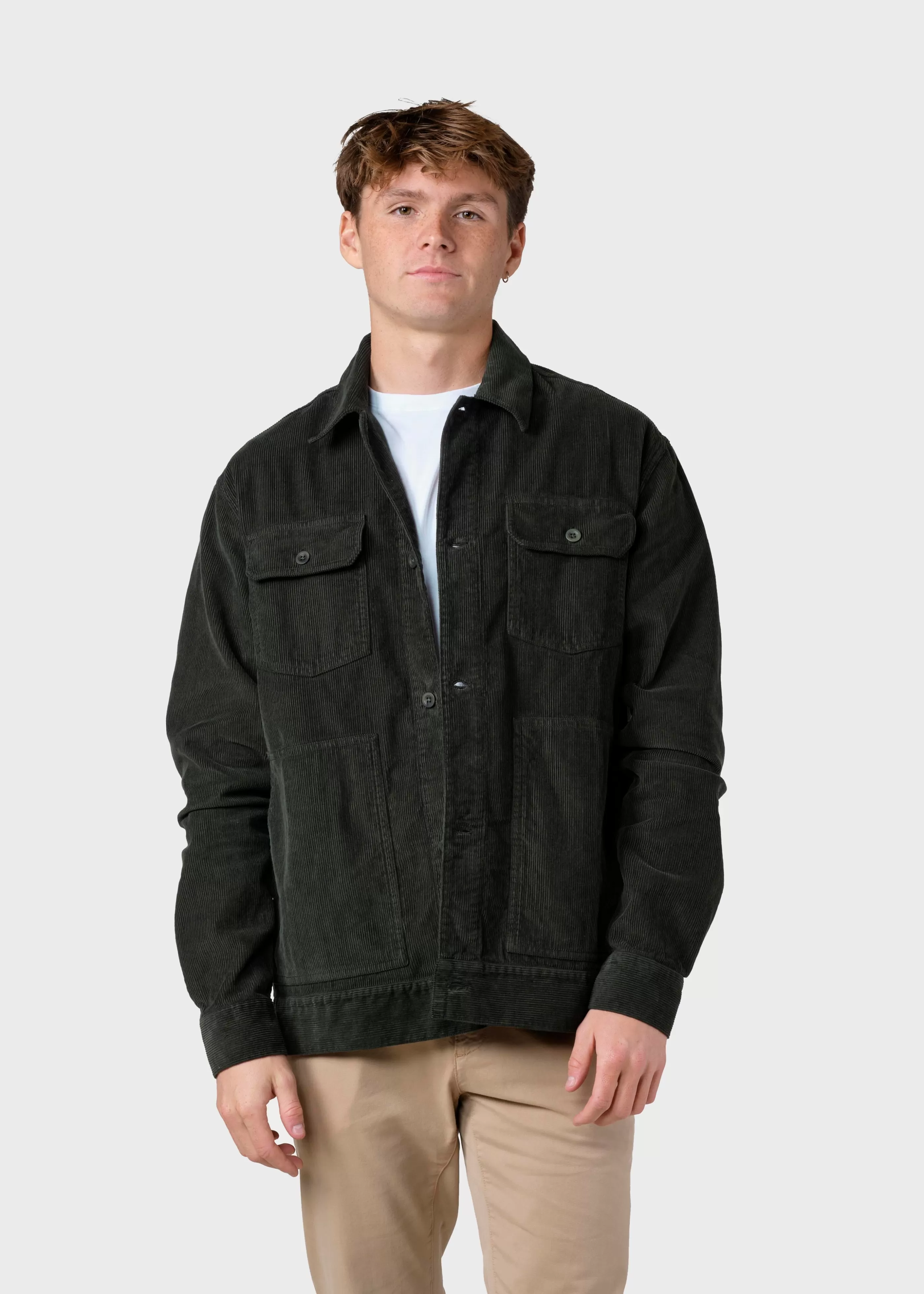 Klitmoller Collective niklas-corduroy-overshirt - Olive- Jacken