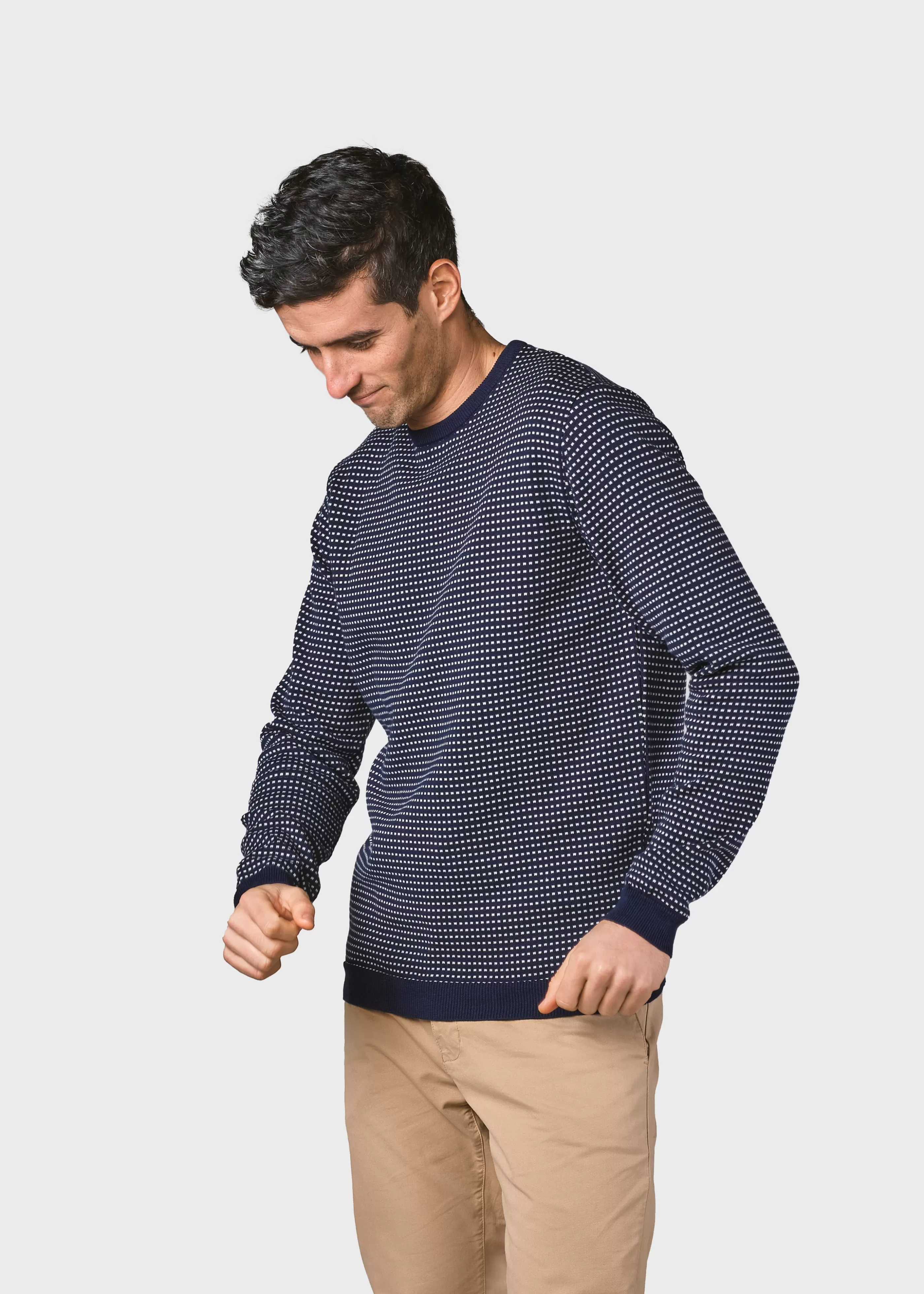 Klitmoller Collective Otto knit - Navy/cream melange dots- Strick