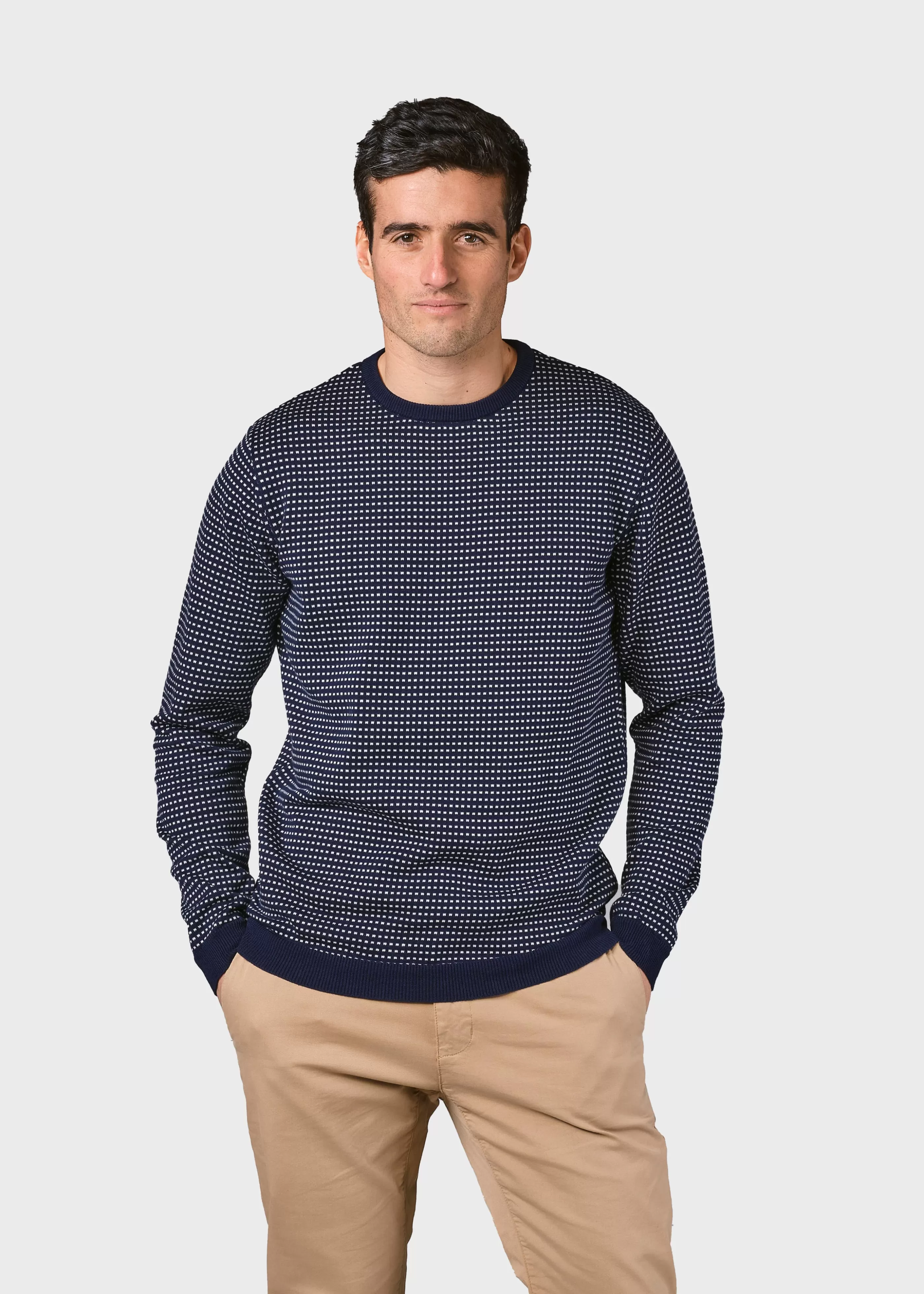 Klitmoller Collective Otto knit - Navy/cream melange dots- Strick