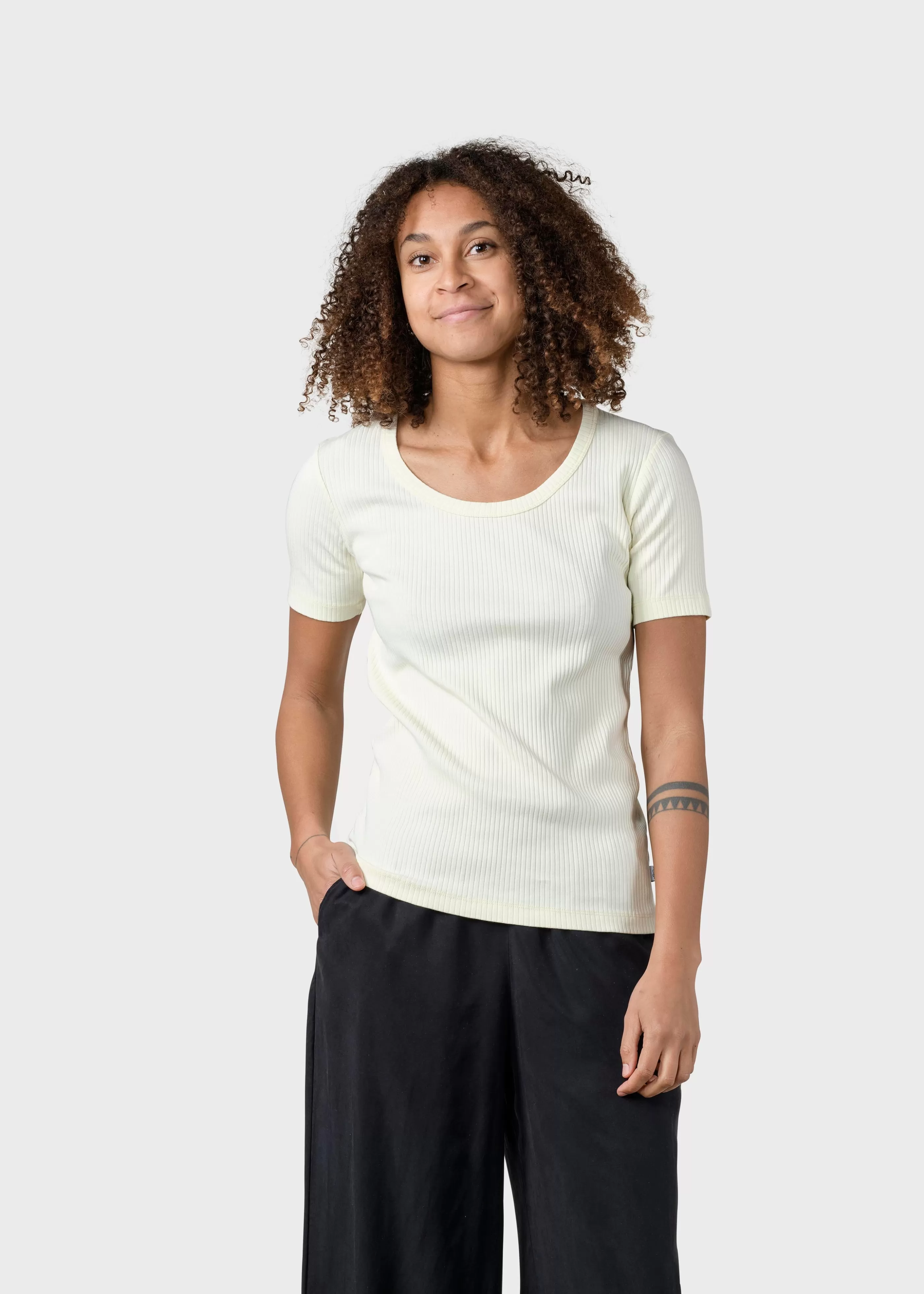 Klitmoller Collective Rib tee - Lemon sorbet- T-shirts