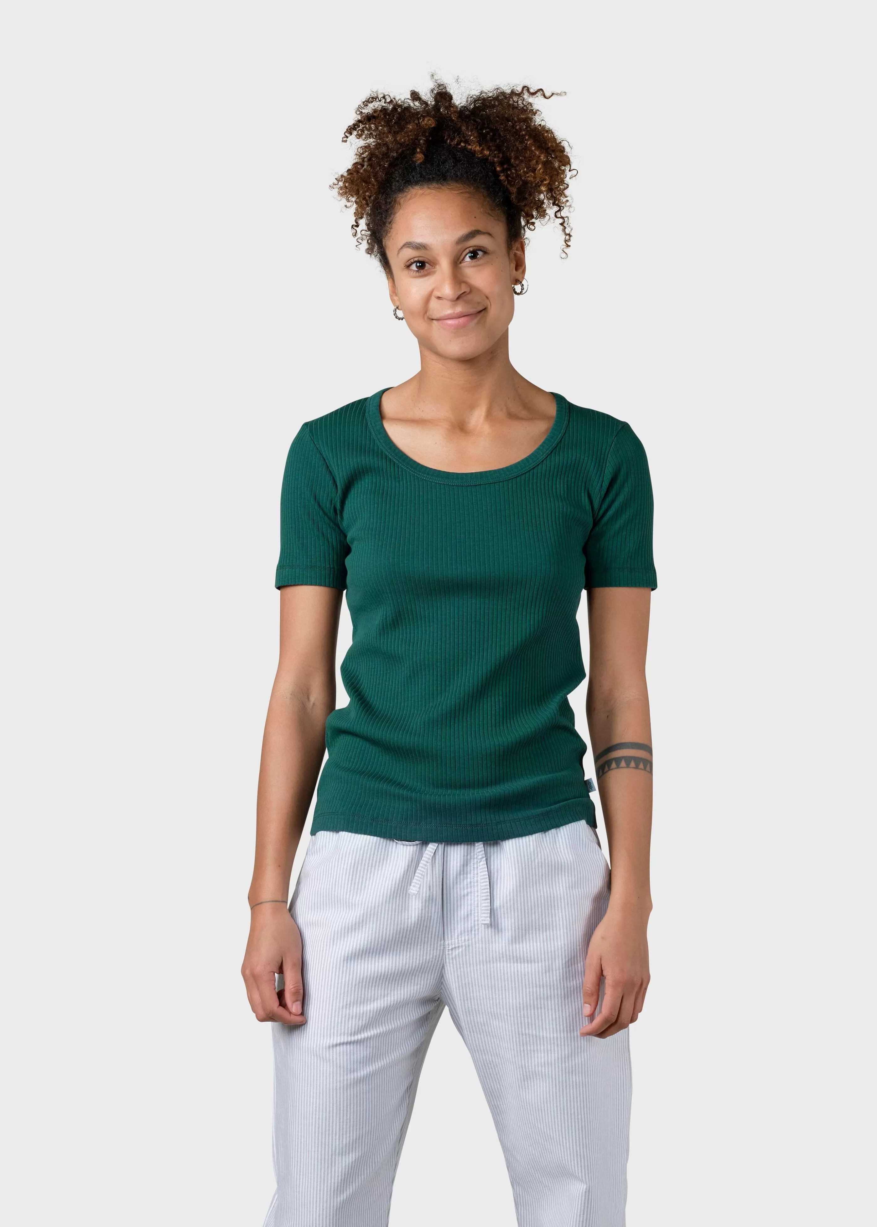 Klitmoller Collective Rib tee - Moss Green- T-shirts