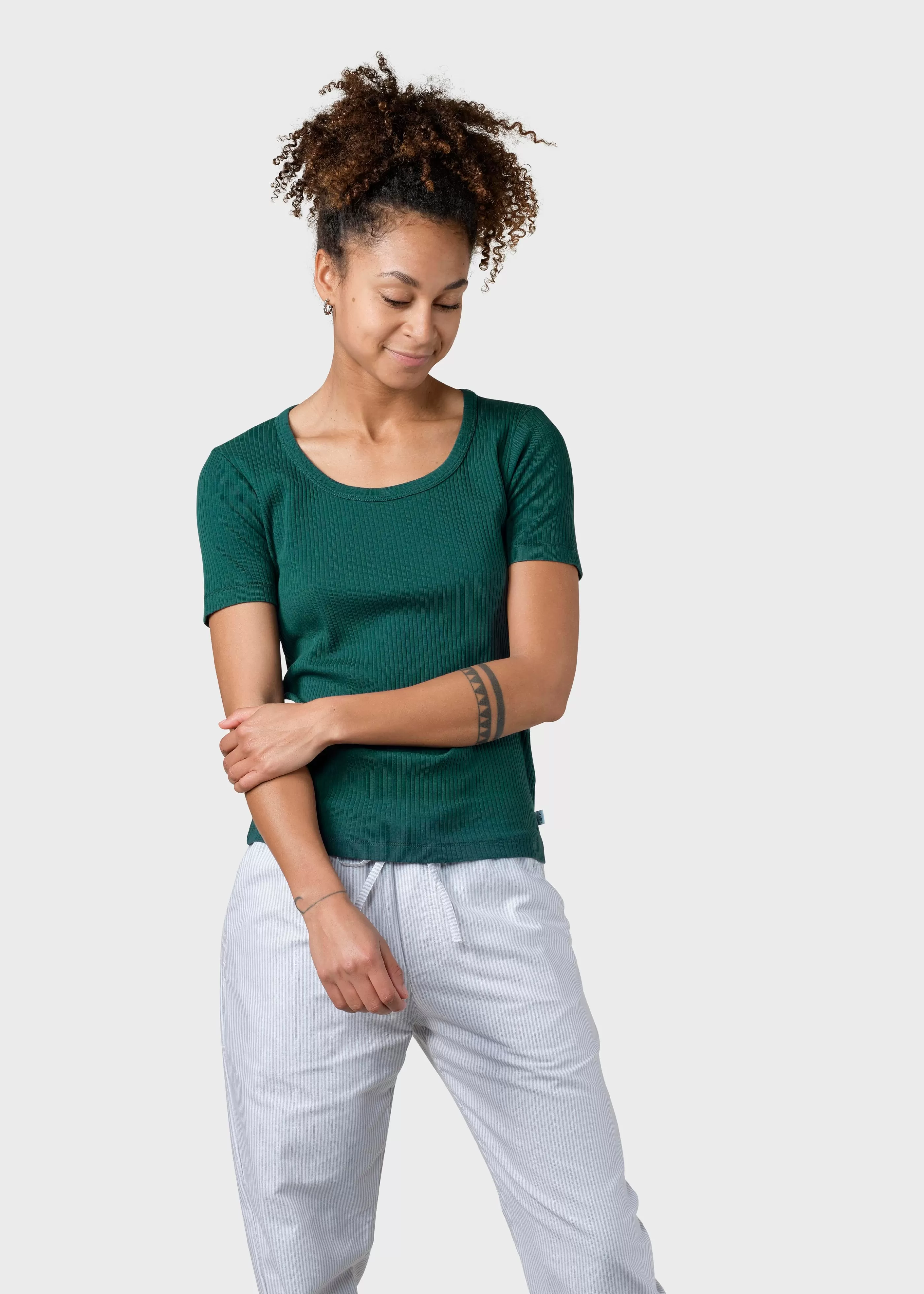 Klitmoller Collective Rib tee - Moss Green- T-shirts