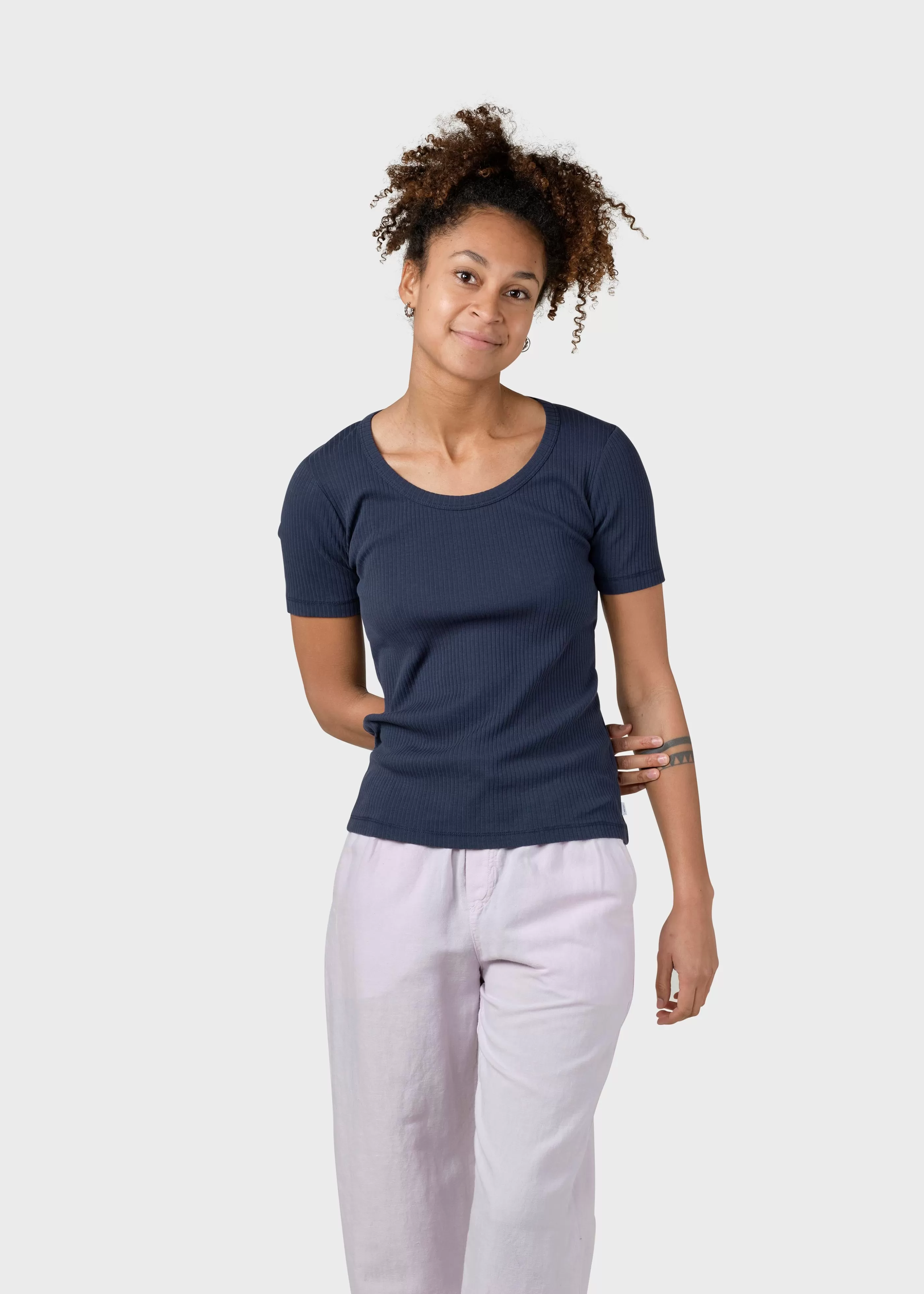 Klitmoller Collective Rib tee - Navy- T-shirts