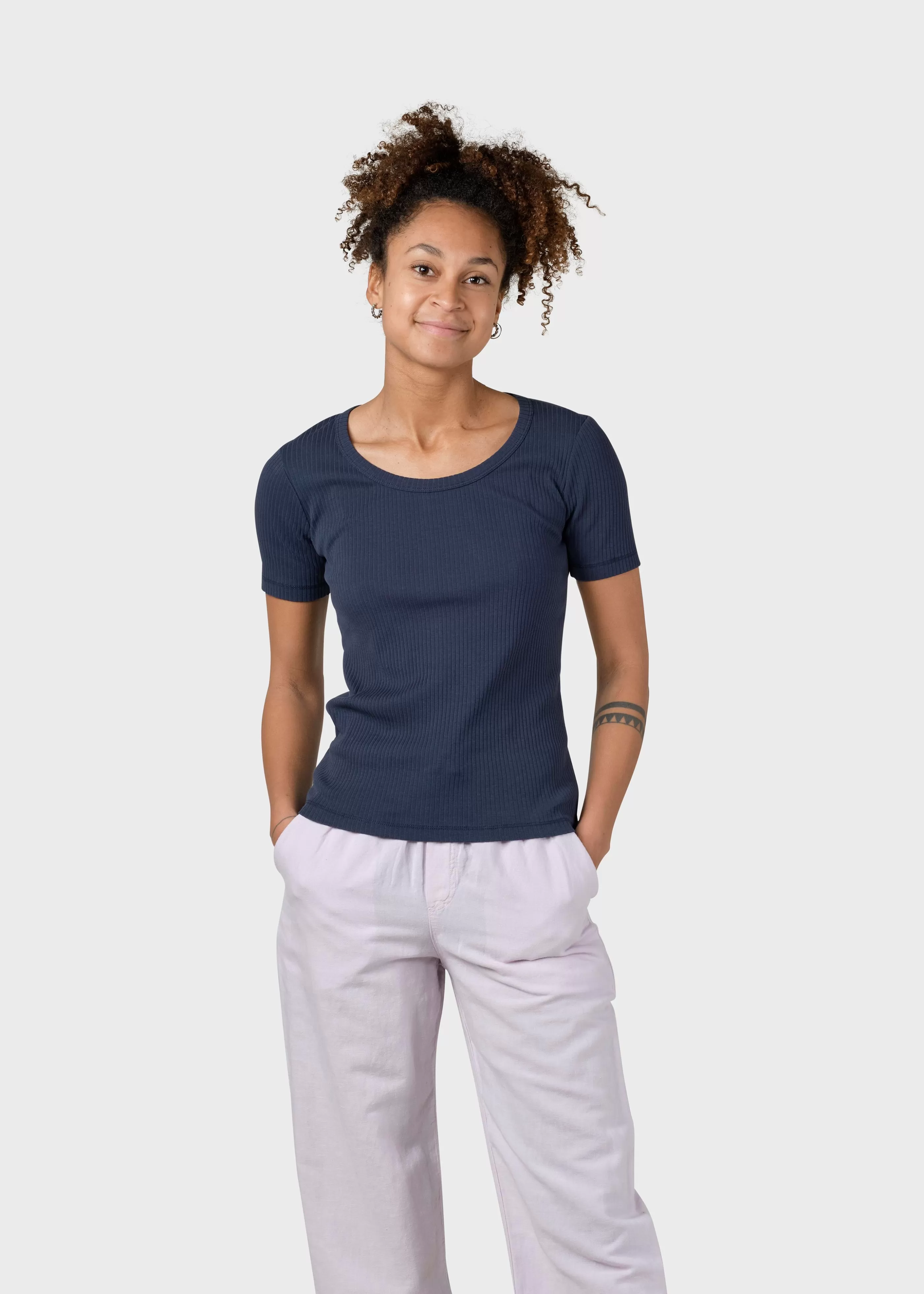 Klitmoller Collective Rib tee - Navy- T-shirts