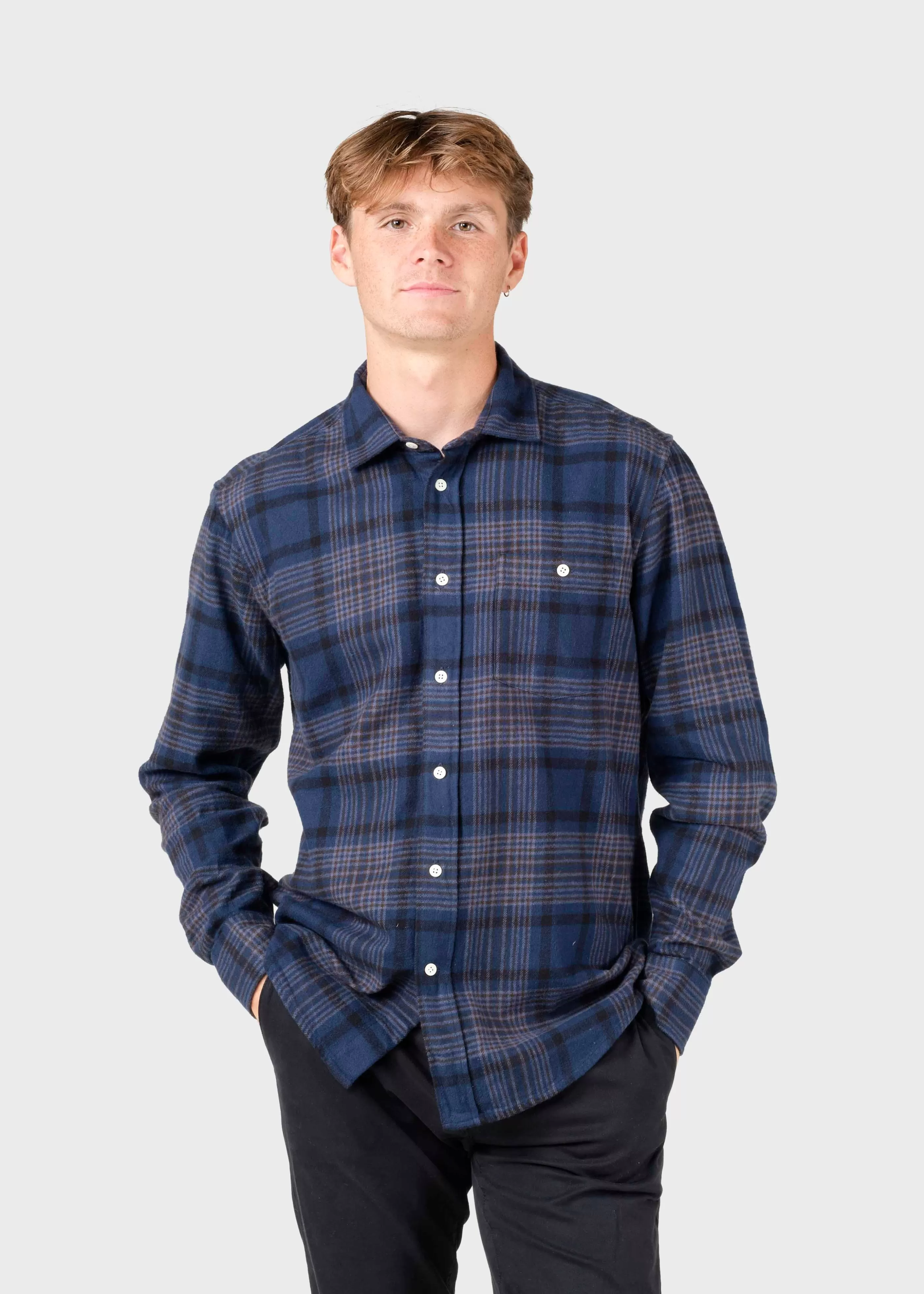 Klitmoller Collective Rocco shirt - Navy check- Hemden