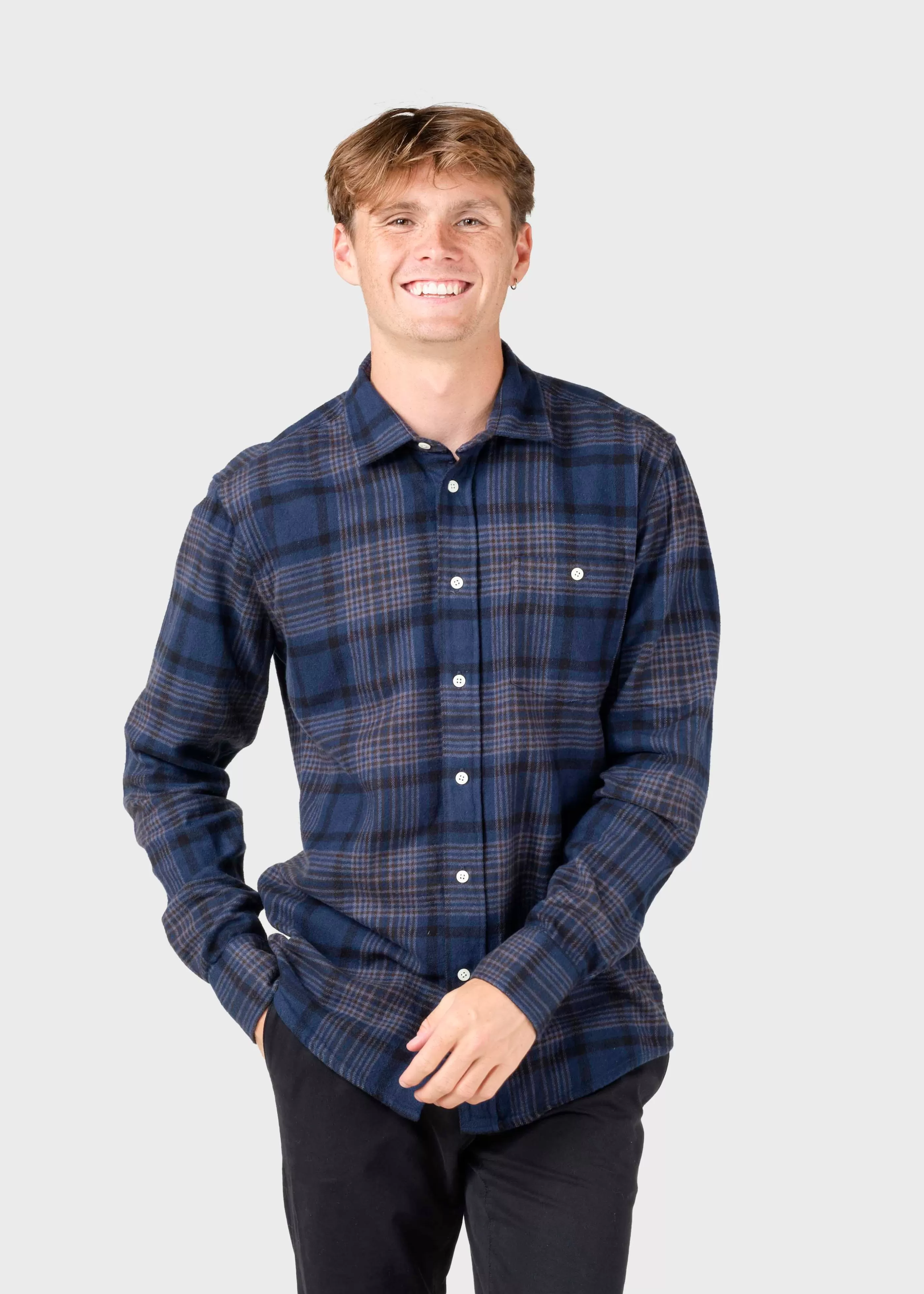 Klitmoller Collective Rocco shirt - Navy check- Hemden