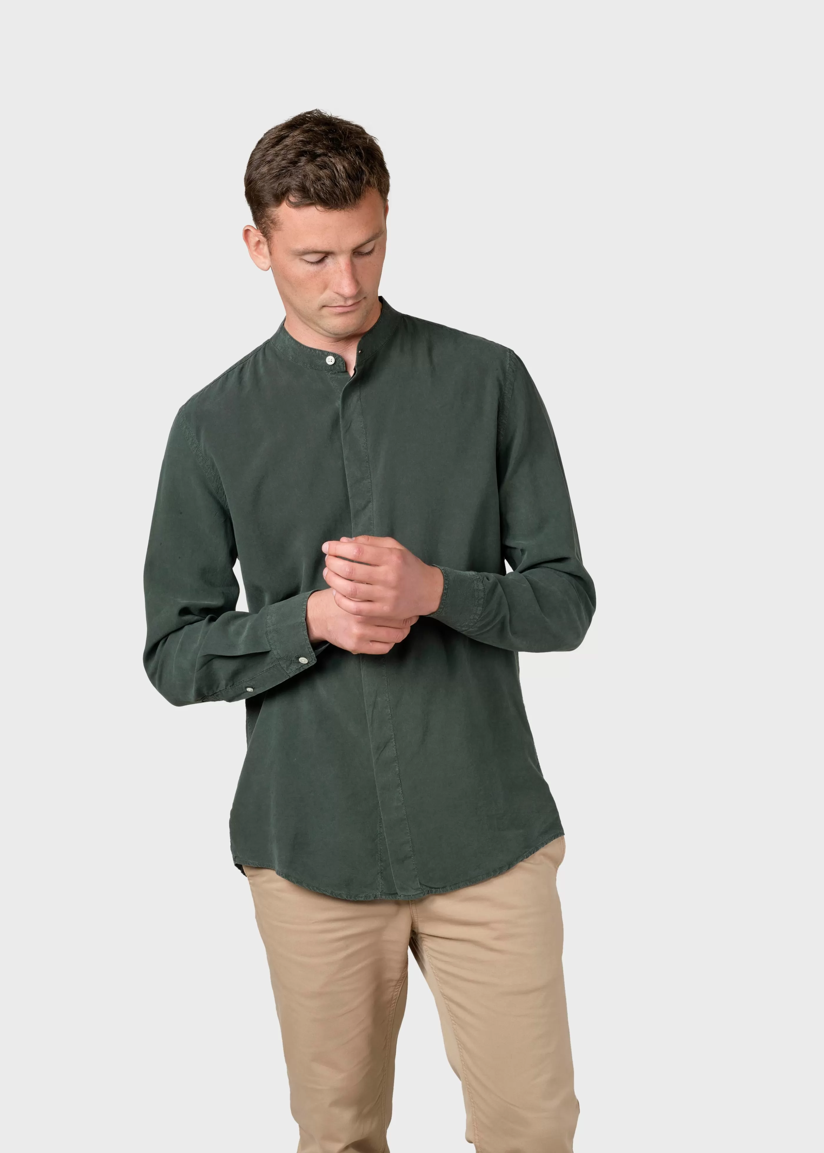 Klitmoller Collective Simon lyocell shirt - Olive- Hemden