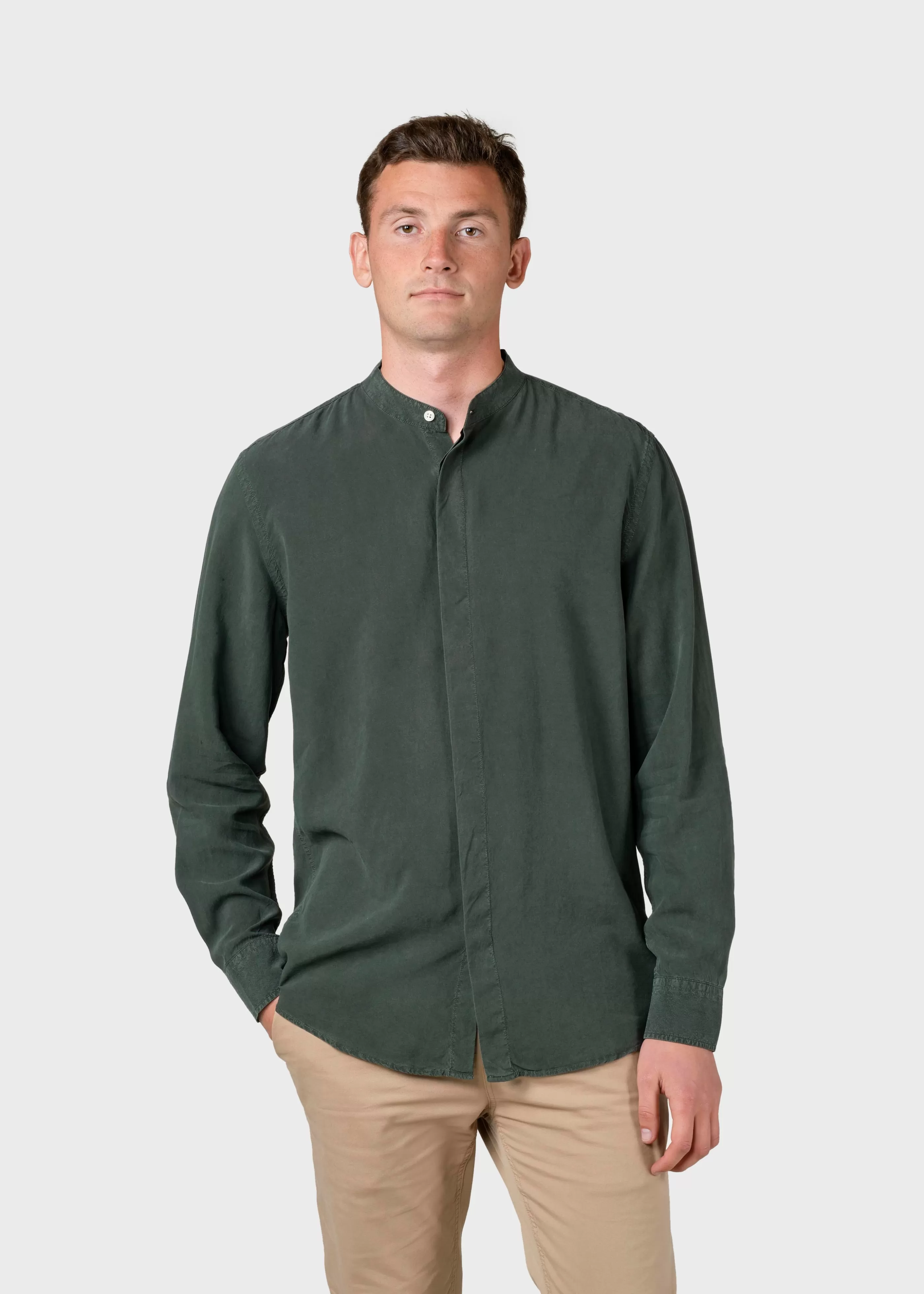 Klitmoller Collective Simon lyocell shirt - Olive- Hemden