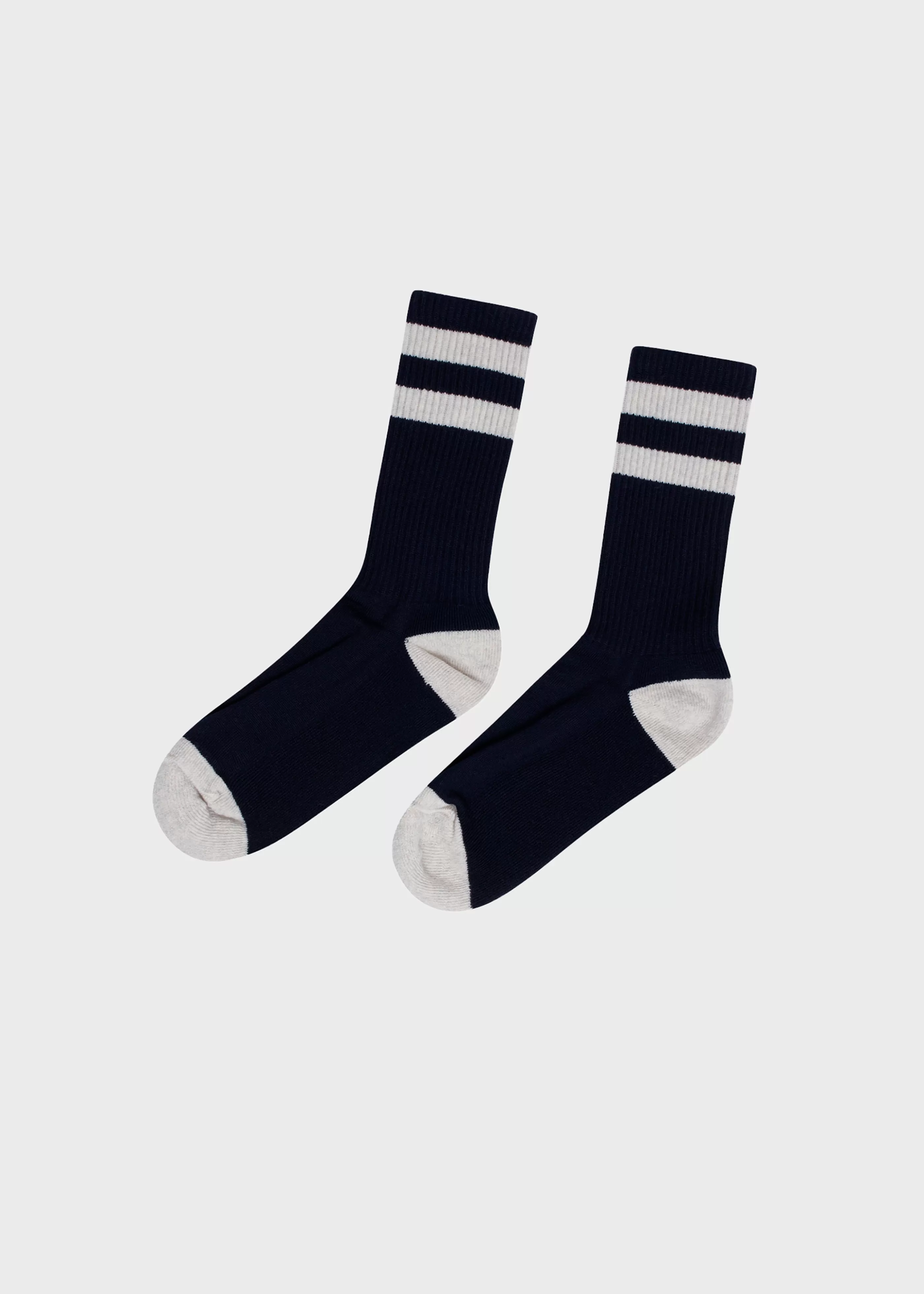 Klitmoller Collective Striped merino sock - Navy/pastel grey- Accessories