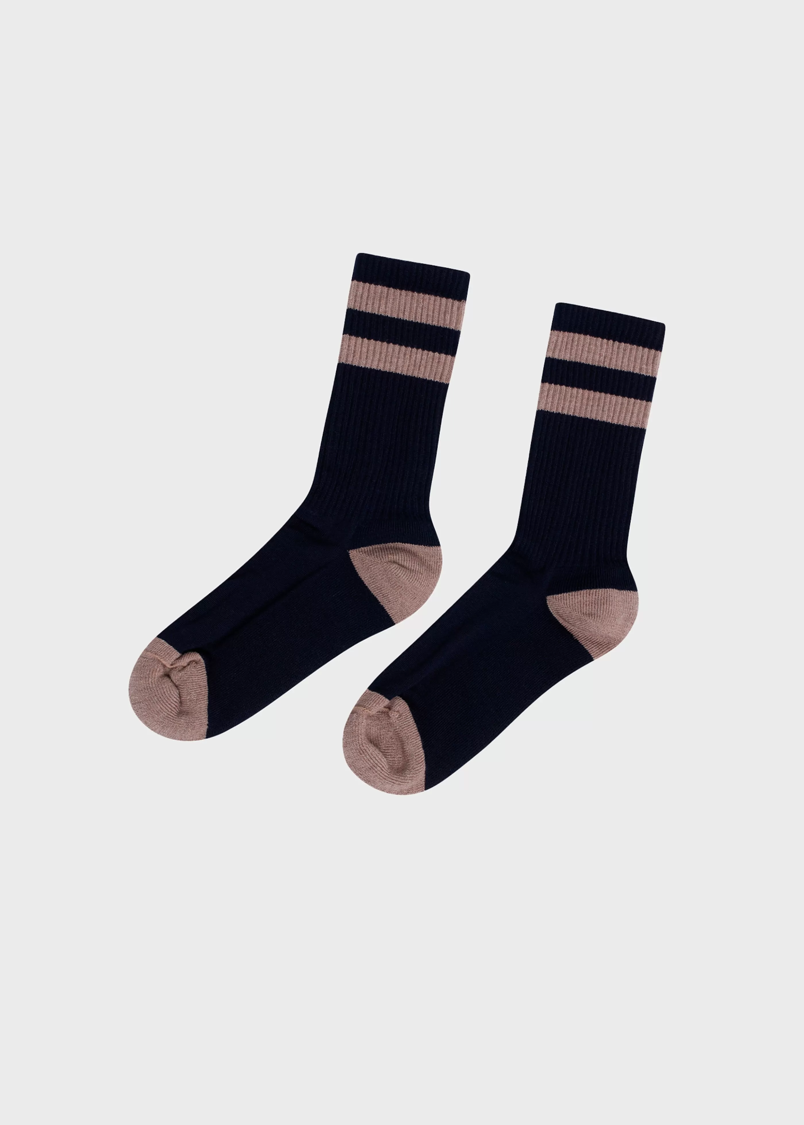 Klitmoller Collective Striped merino sock - Navy/sand- Accessories