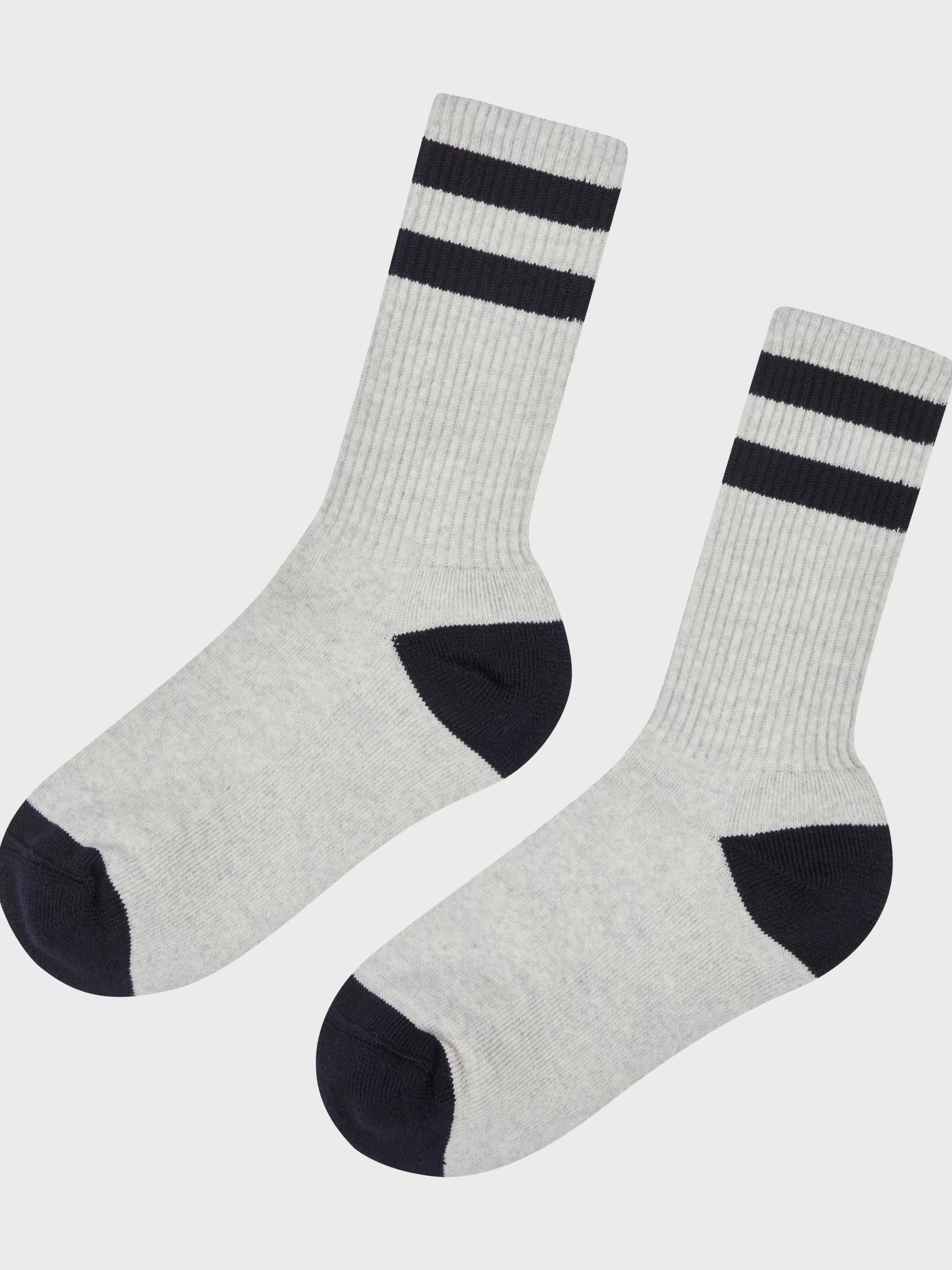 Klitmoller Collective Striped merino sock - Pastel grey/navy- Accessories