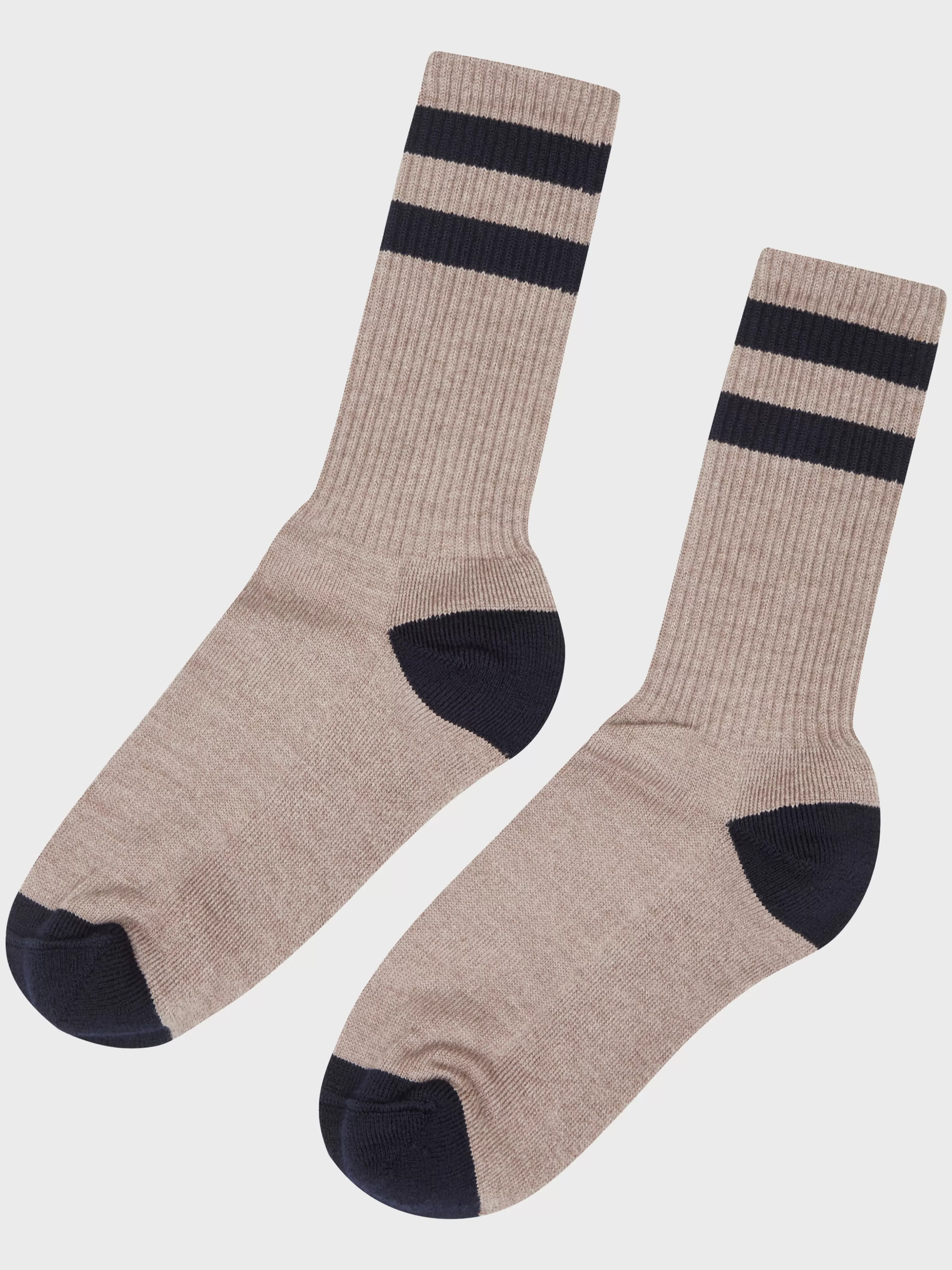 Klitmoller Collective Striped merino sock - Sand/navy- Accessories