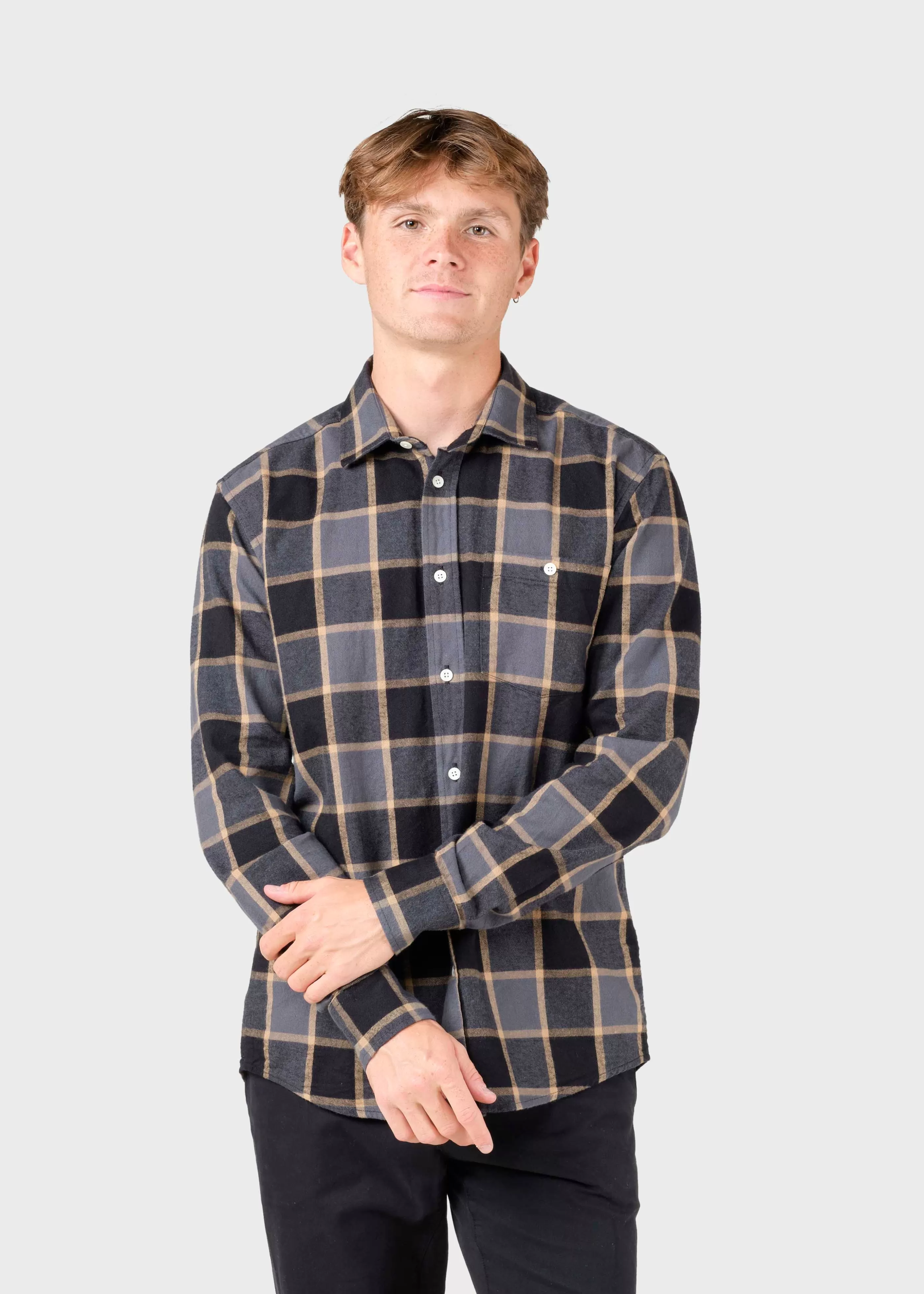 Klitmoller Collective Thor shirt - Grey/sand check- Hemden