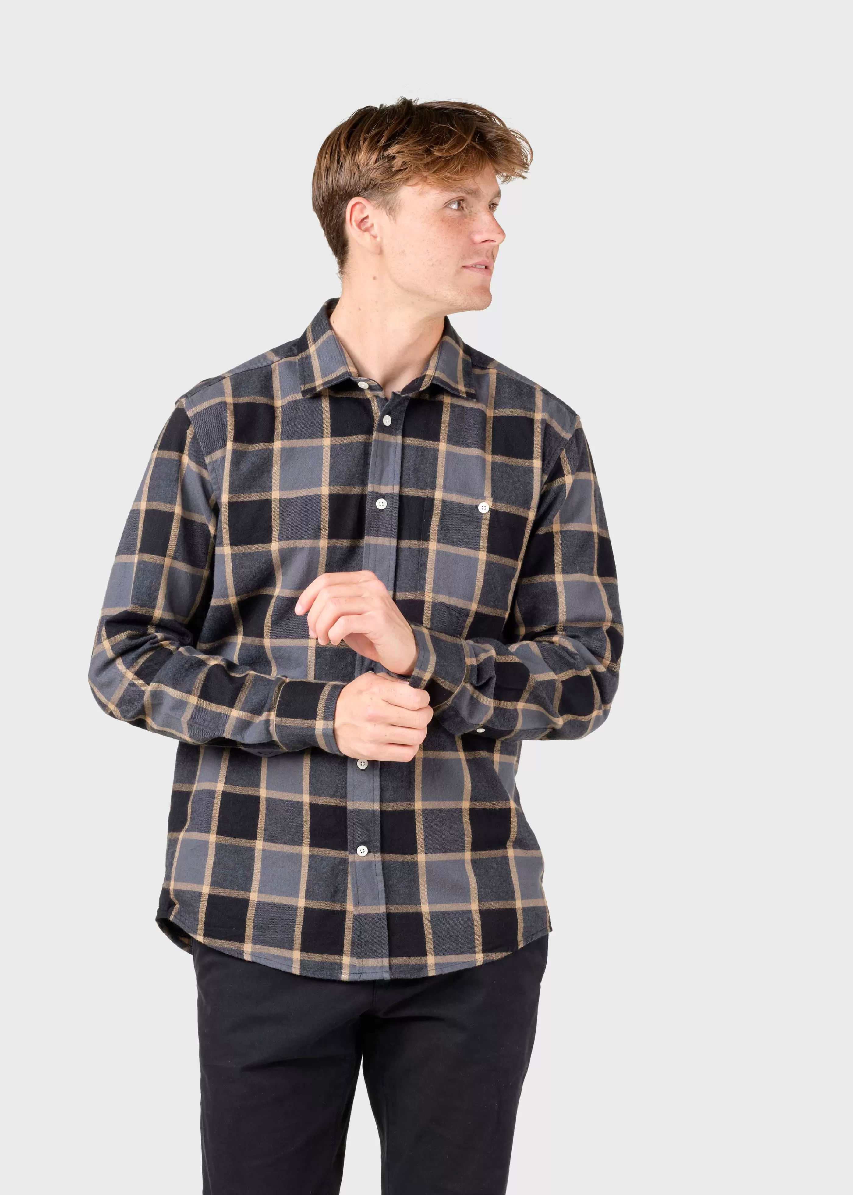 Klitmoller Collective Thor shirt - Grey/sand check- Hemden