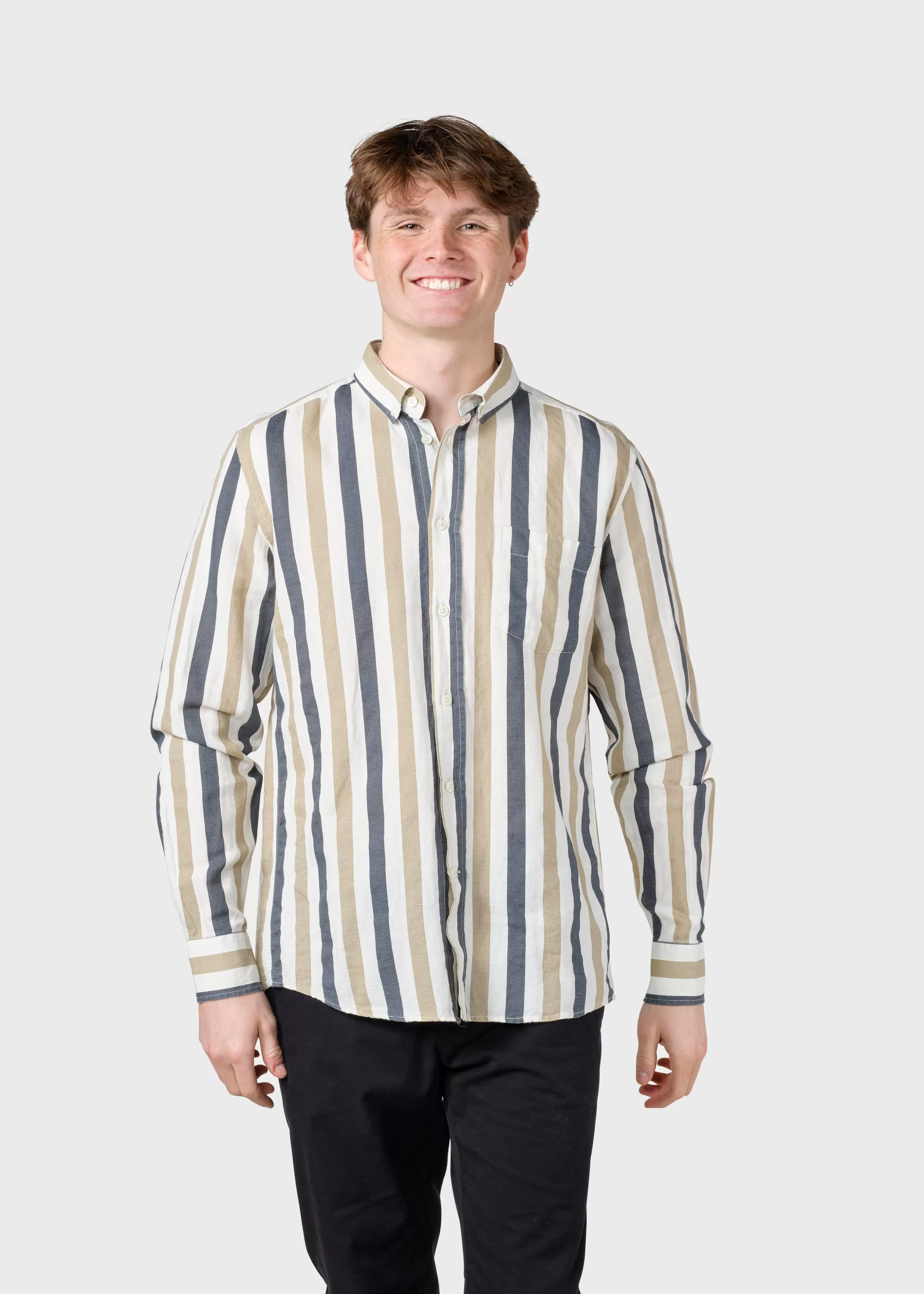 Klitmoller Collective Valdis shirt - Navy/sand- Hemden