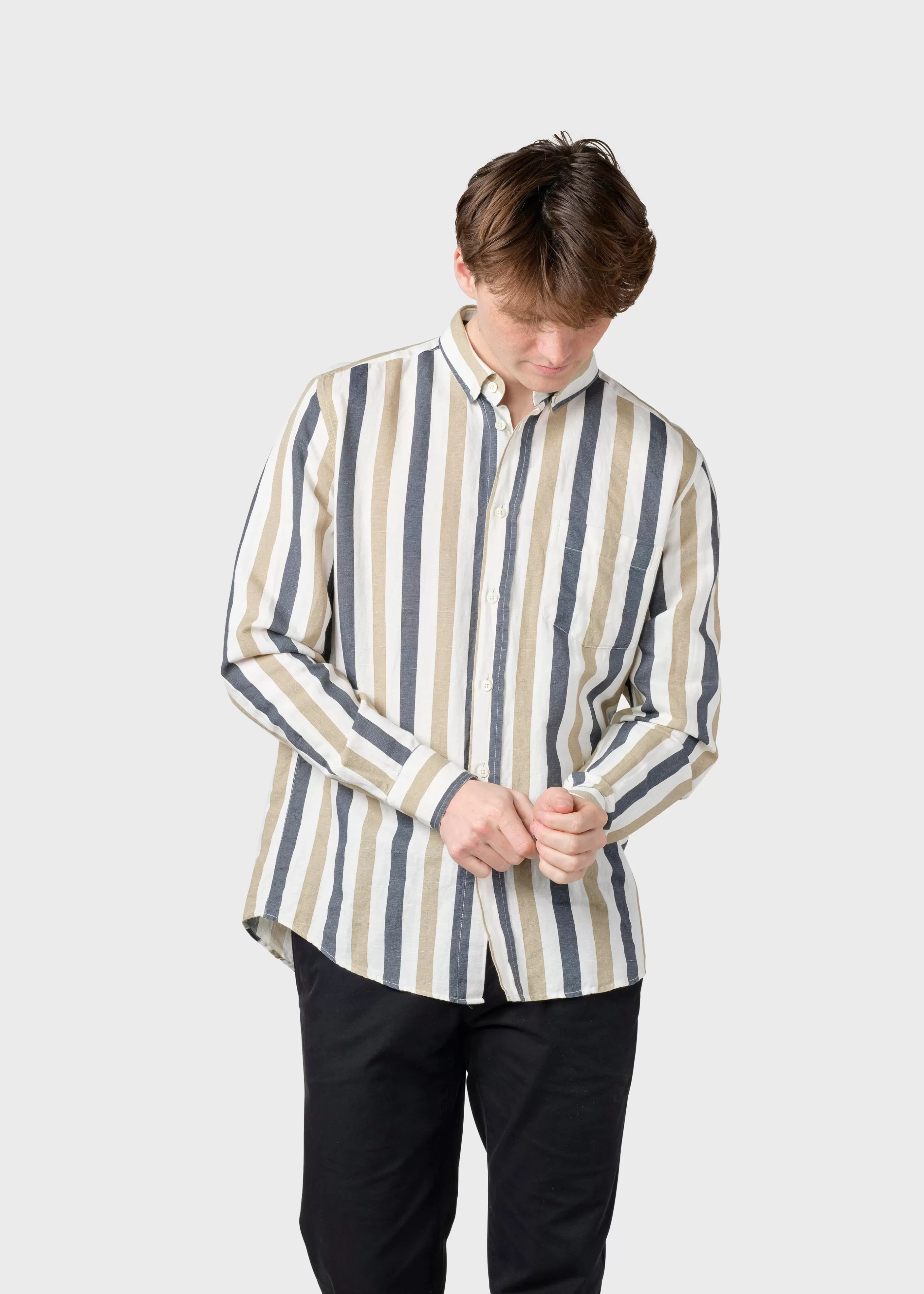 Klitmoller Collective Valdis shirt - Navy/sand- Hemden