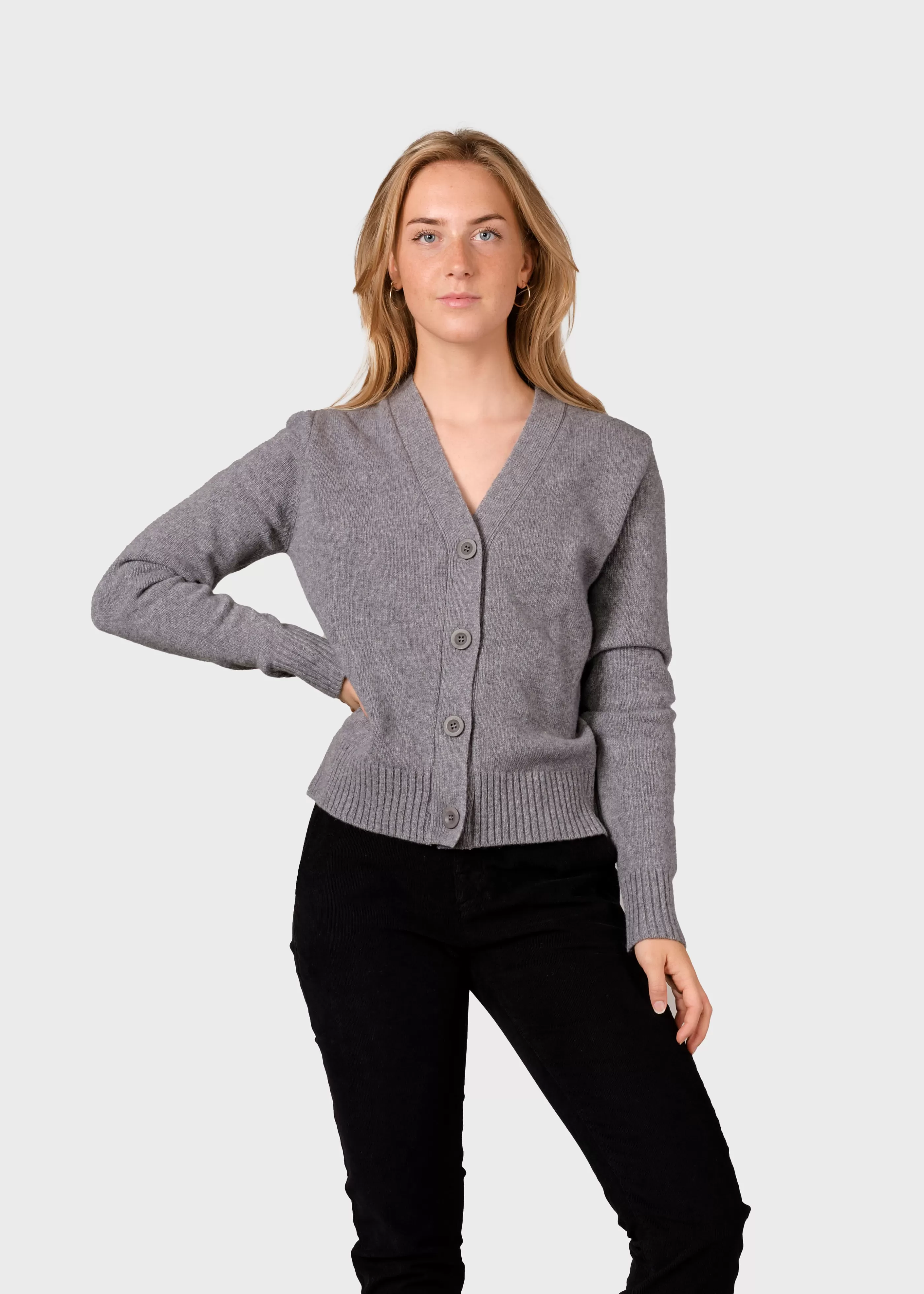 Klitmoller Collective Wilma knit cardigan - Light grey- Strick