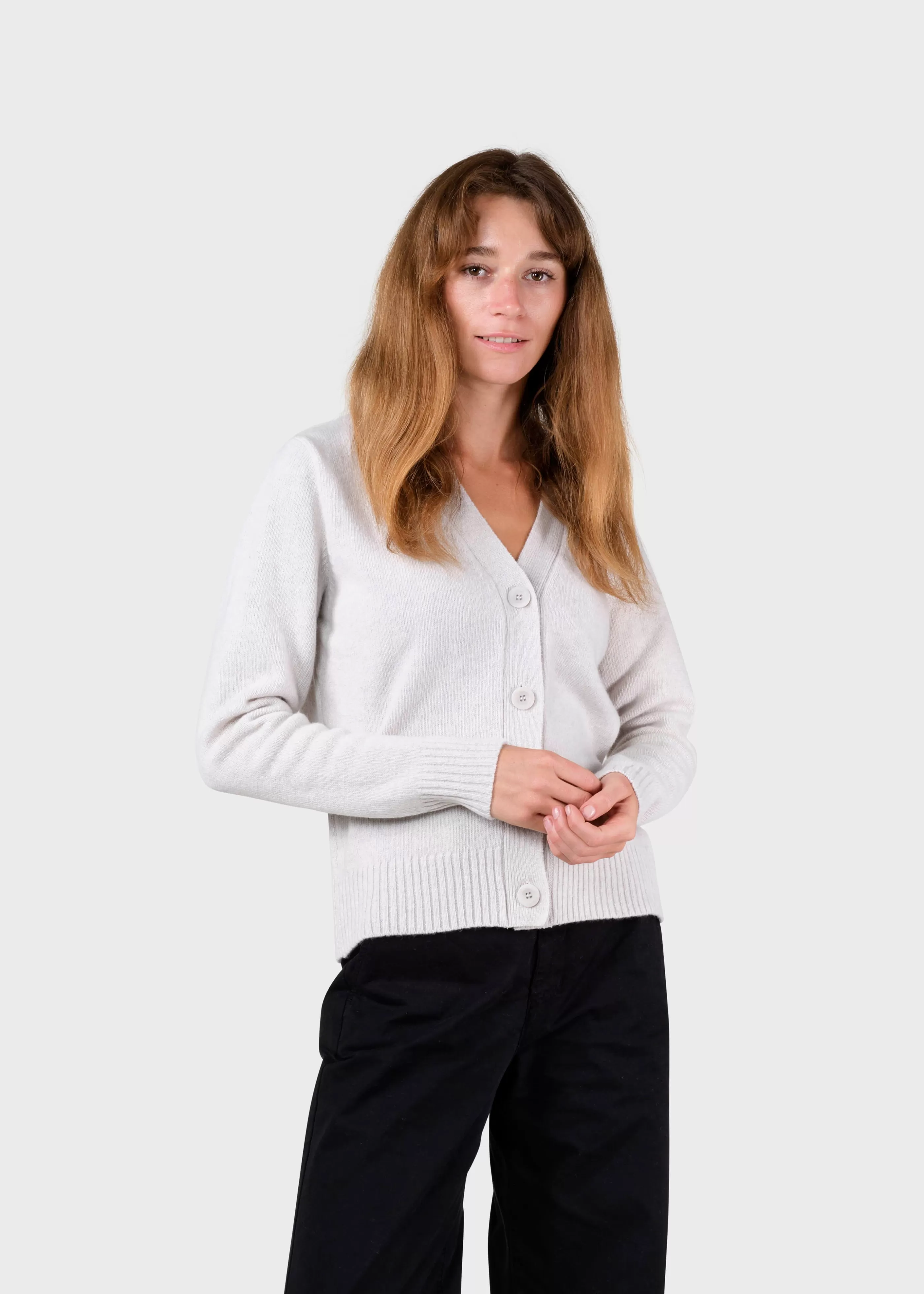 Klitmoller Collective Wilma knit cardigan - Pastel grey- Strick