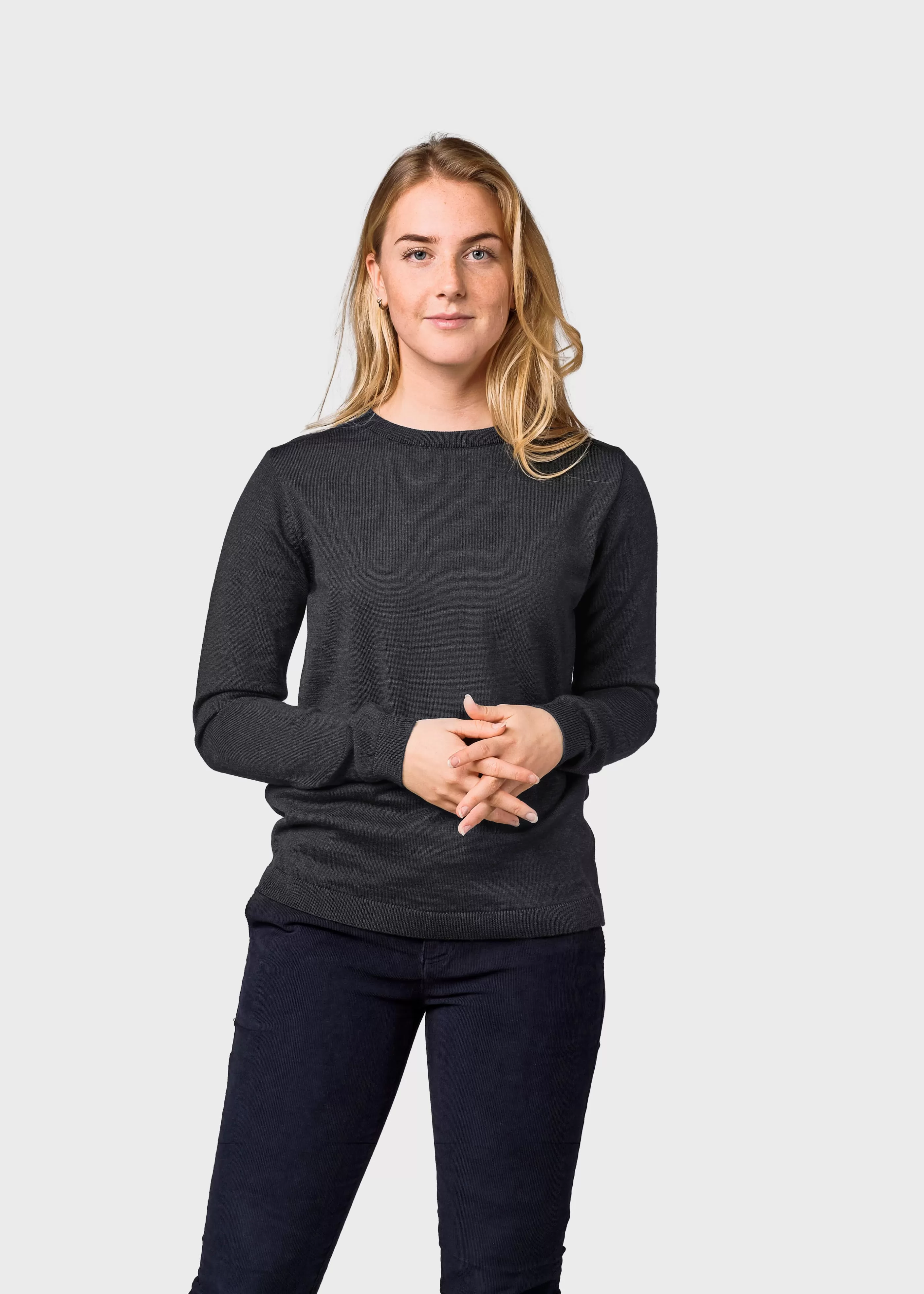 Klitmoller Collective Womens basic merino knit - Anthracite- Strick