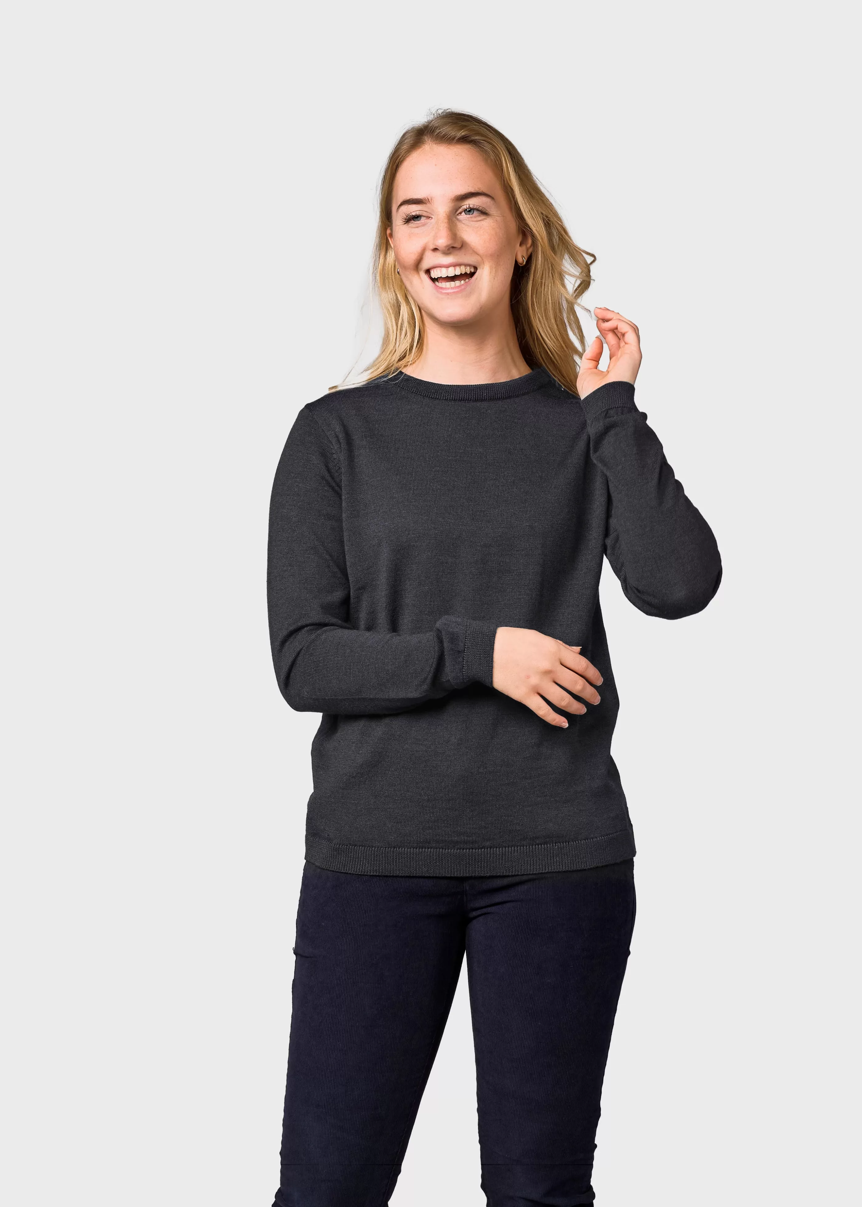 Klitmoller Collective Womens basic merino knit - Anthracite- Strick