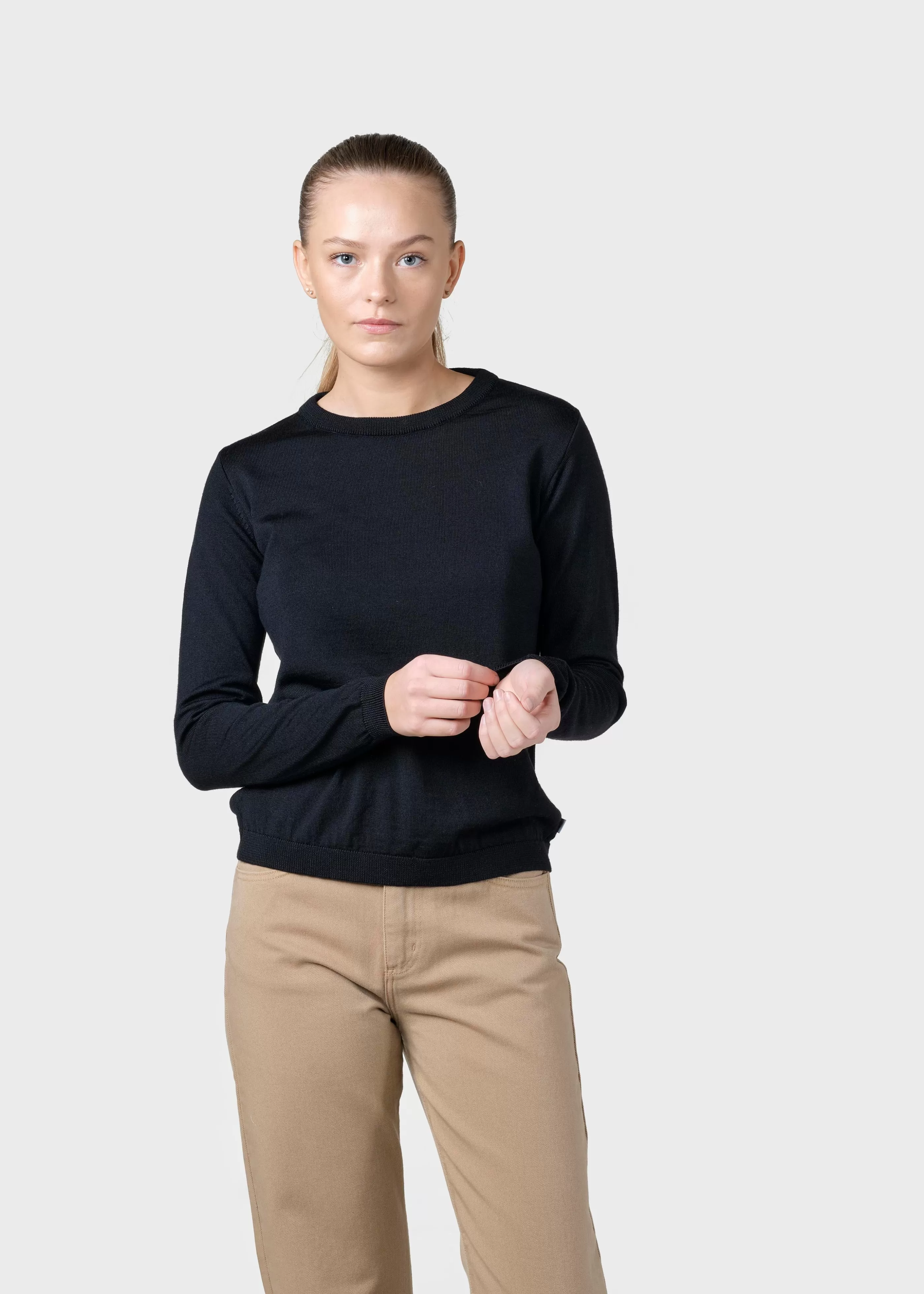 Klitmoller Collective Womens basic merino knit - Black- Strick