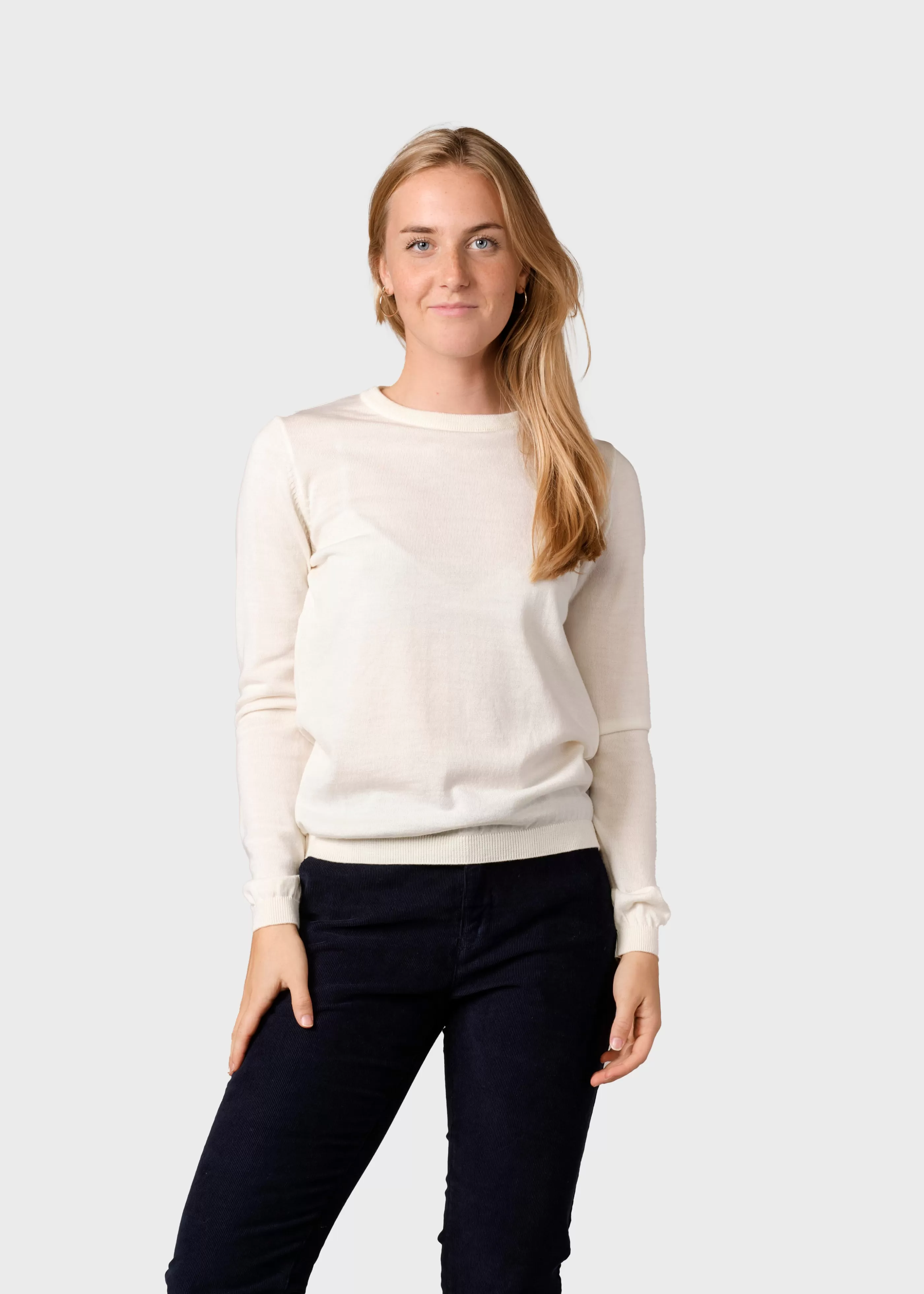 Klitmoller Collective Womens basic merino knit - Cream- Strick