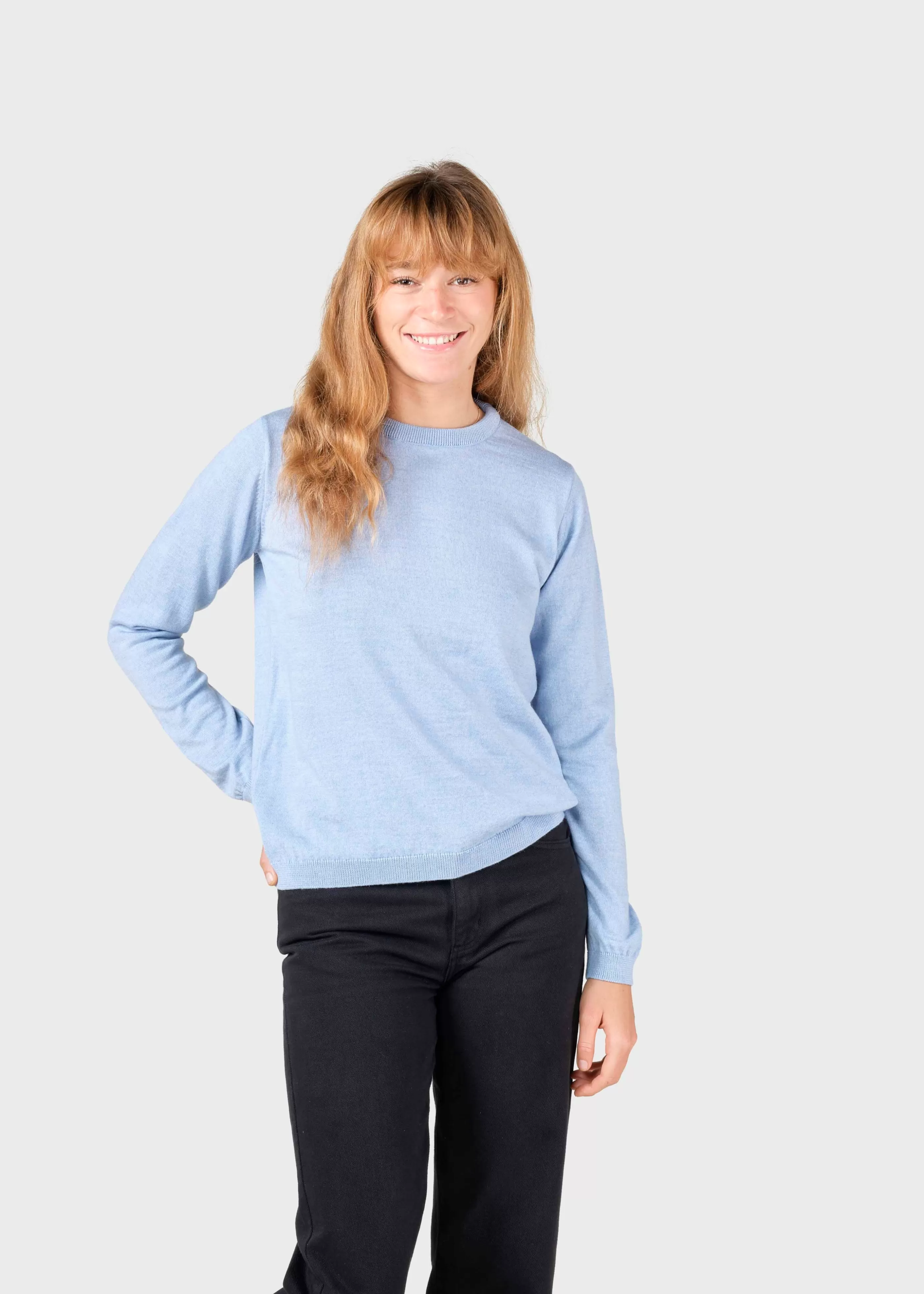 Klitmoller Collective Womens basic merino knit - Light blue- Strick