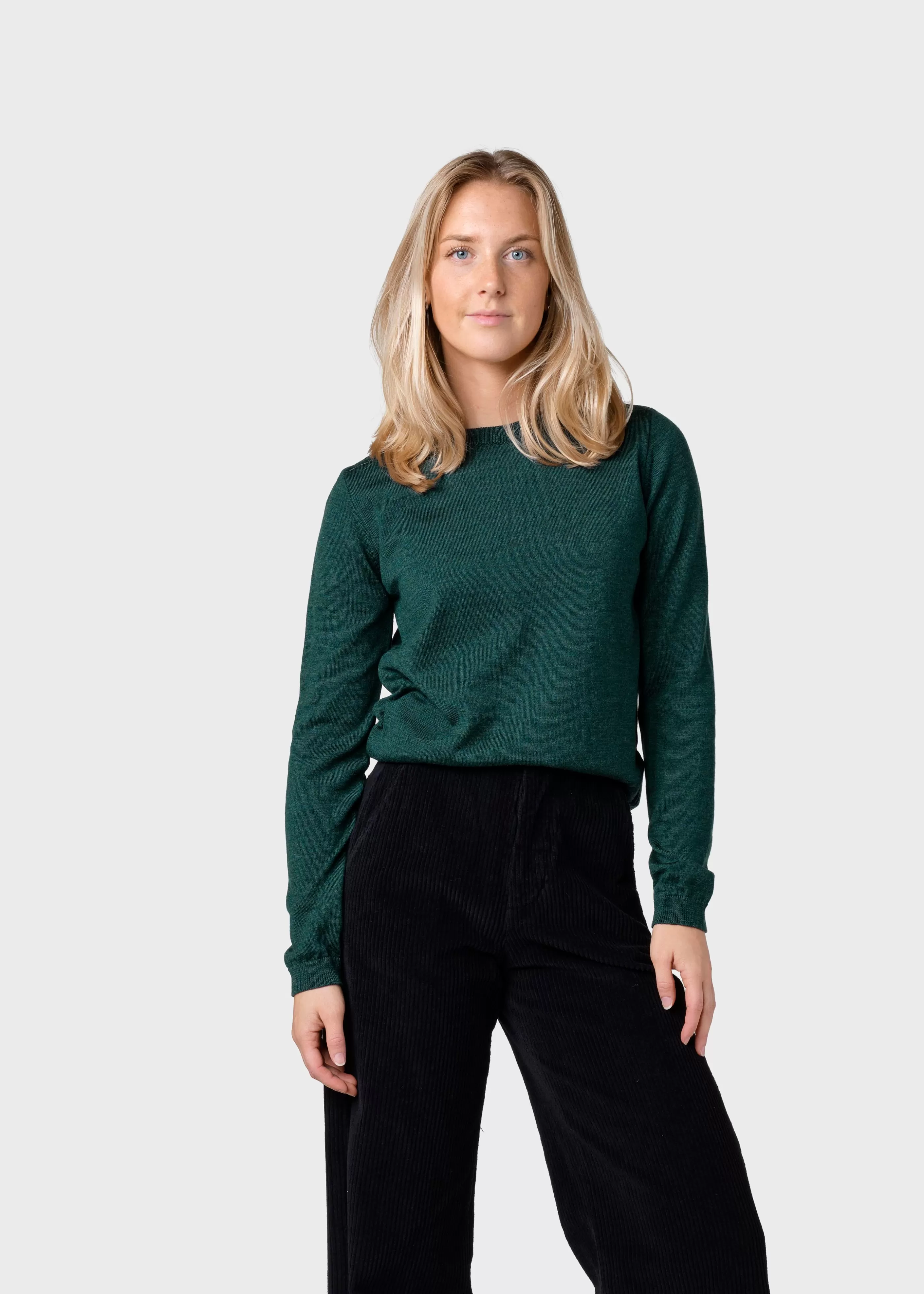 Klitmoller Collective Womens basic merino knit - Moss Green- Strick