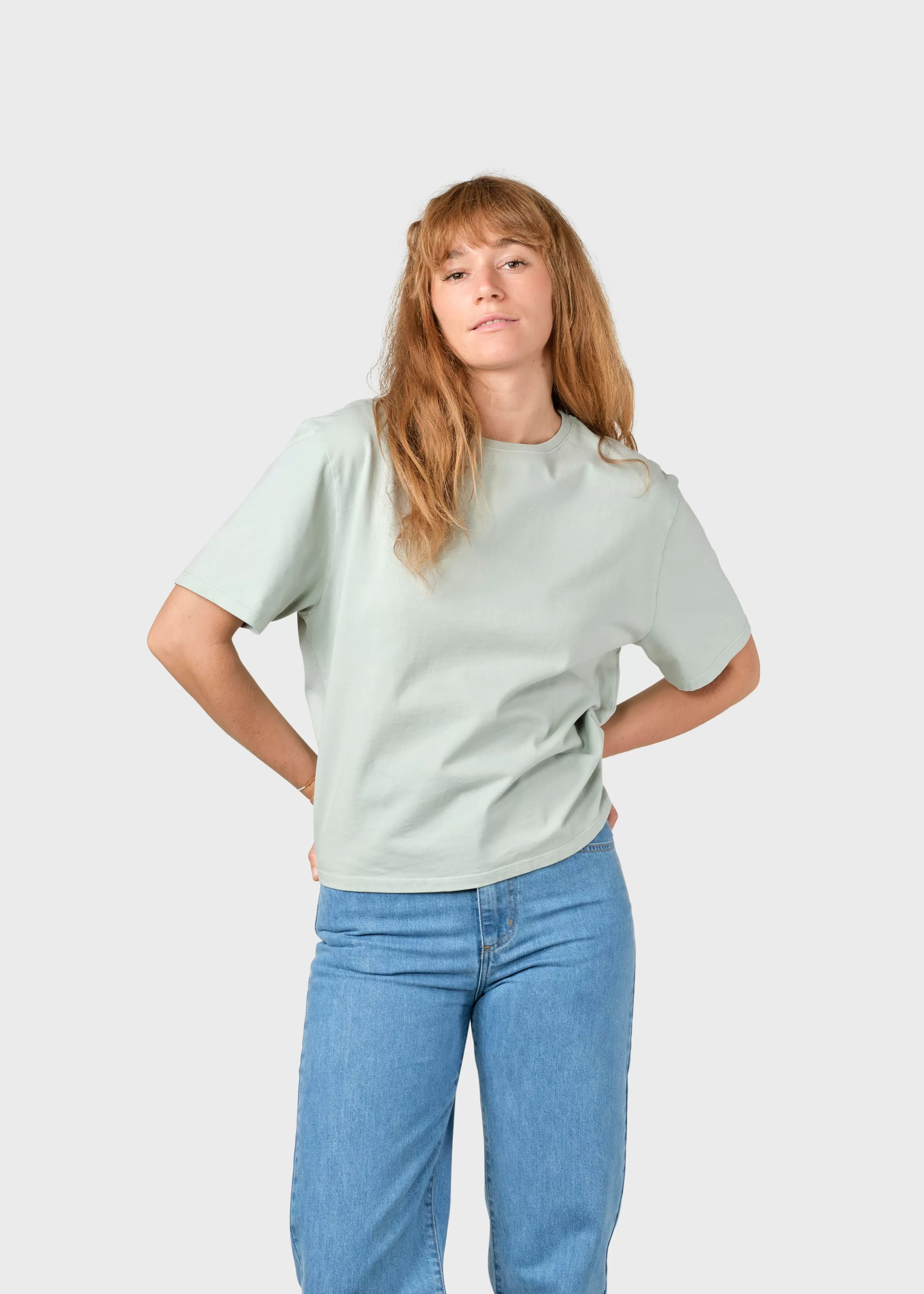 Klitmoller Collective Womens boxy tee - Sage- T-shirts